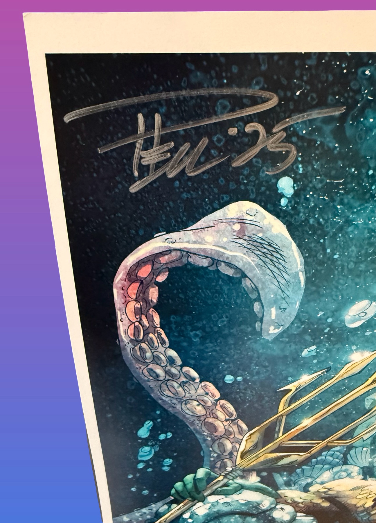 Aquaman Comic Book Cover Poster - Signed by Paul Pelletier