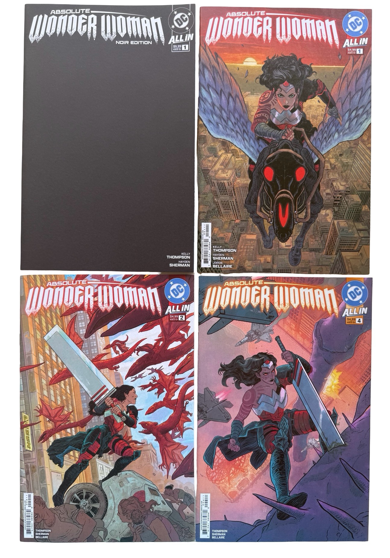 Absolute Wonder Woman Comics #1 Noir Edition, #1, #2, #4 - DC Comics