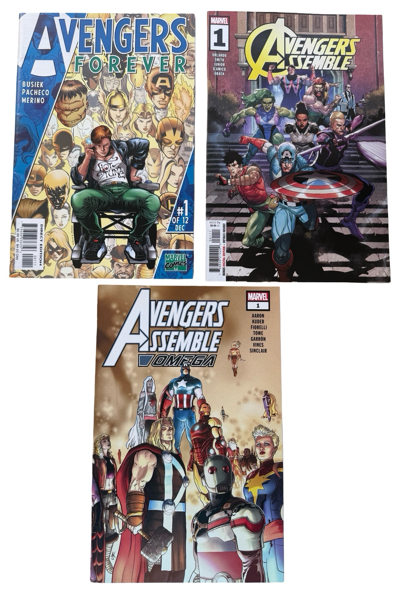 Avengers Assemble #1, Avengers Forever #1 and Avengers Assemble Omega #1