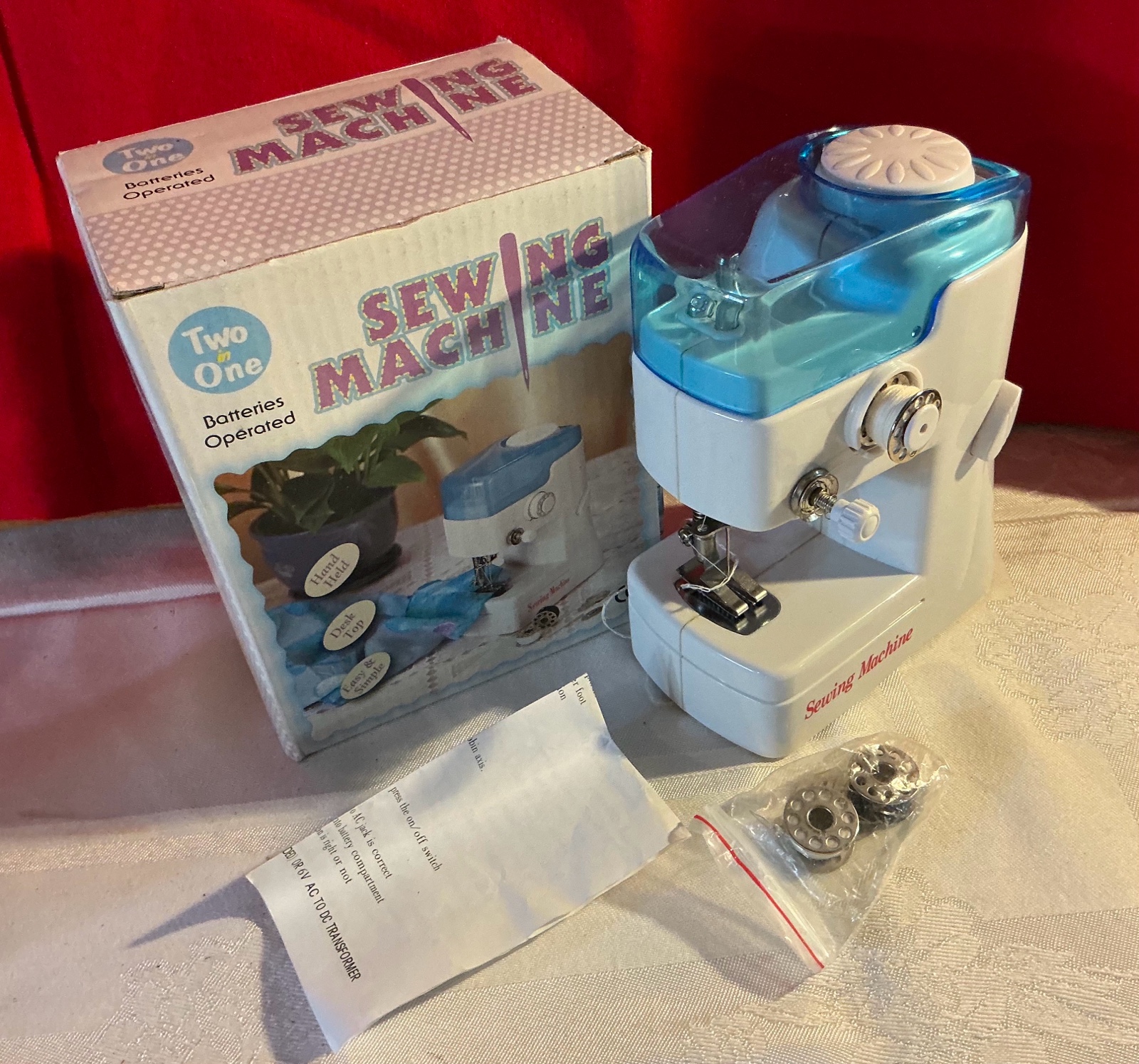 Plastic 2 in 1 small sewing machine with original box
