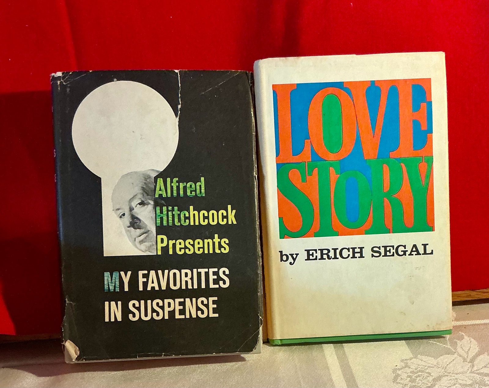 Vintage books, Love story by Seagal and My favorites in suspense by Alfred Hitchcock