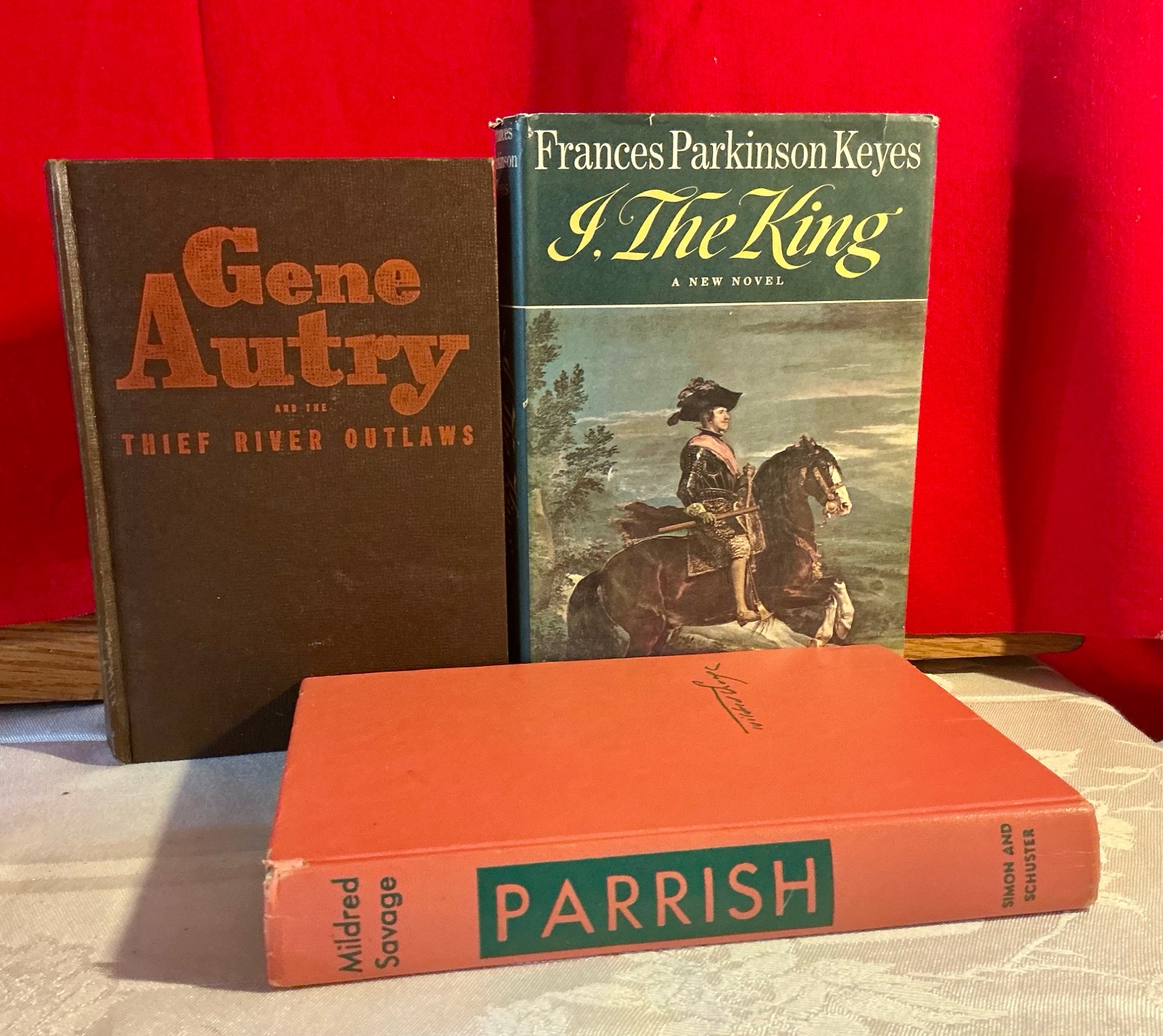 3 vintage hard cover books, Jean Autry, Parrish, I the king
