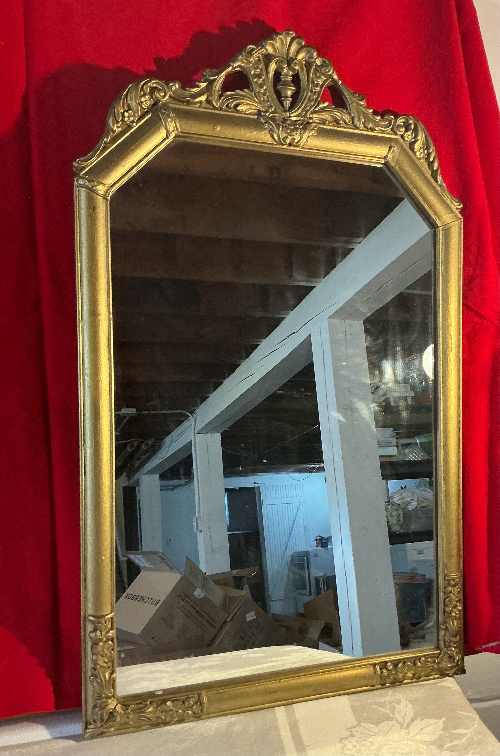 Vintage gold painted wood framed mirror