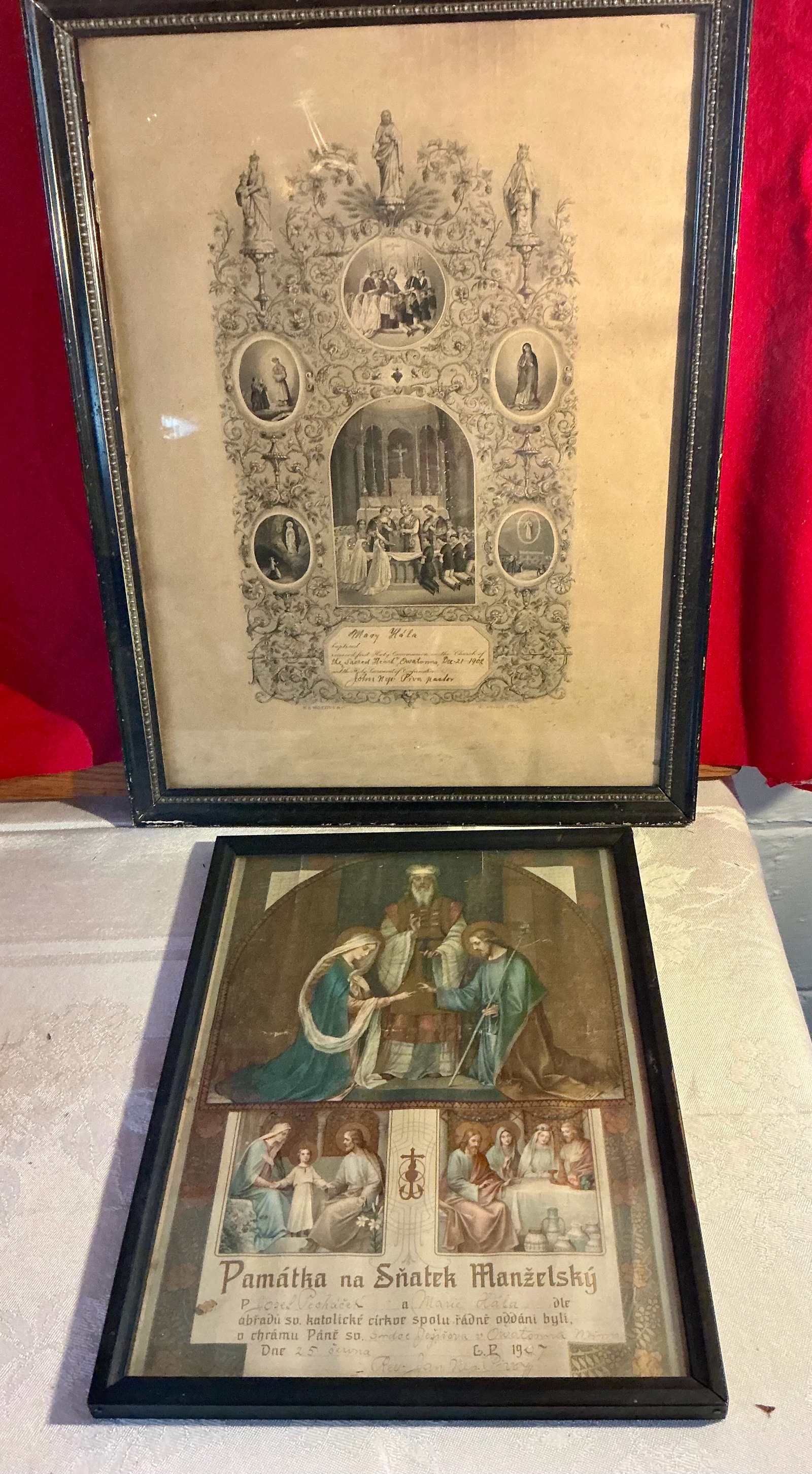 2 religious icons and holy communion
