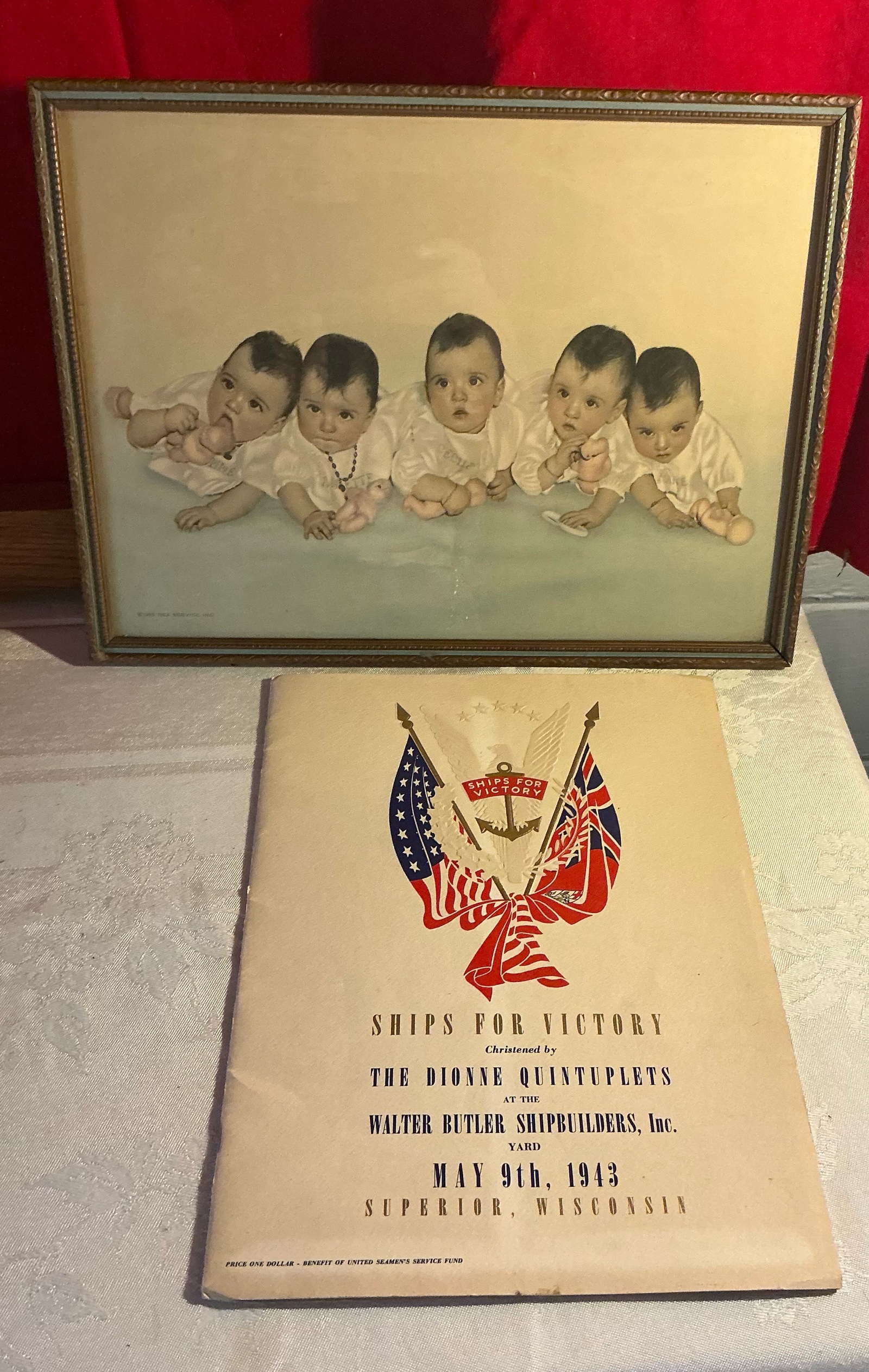 Vintage dionne quintuplets print & booklet