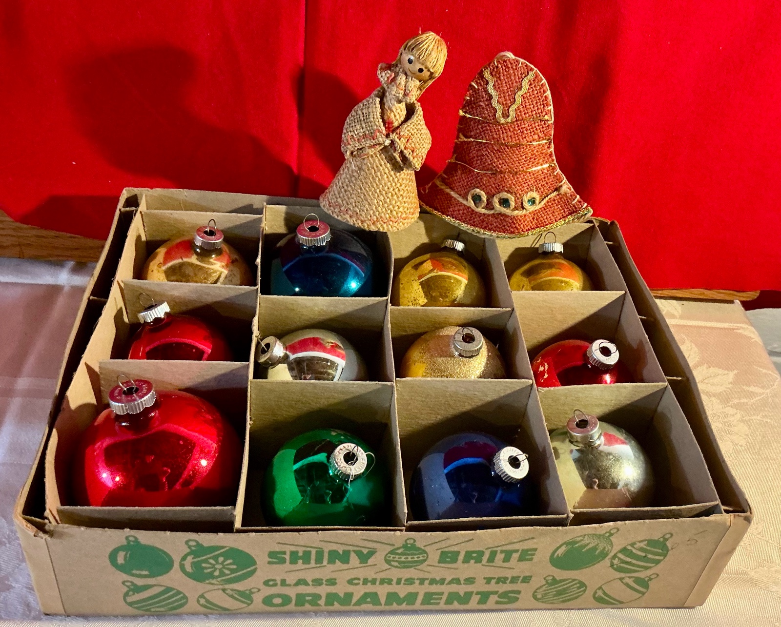 Vintage set of shiny brite glass christmas ornaments