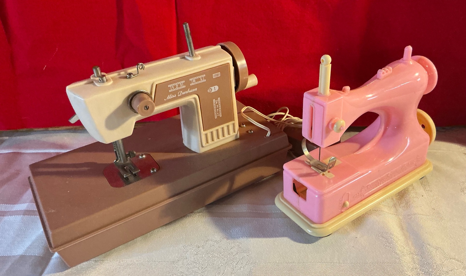 Vintage plastic toy sewing machines Miss durham and Hasbro