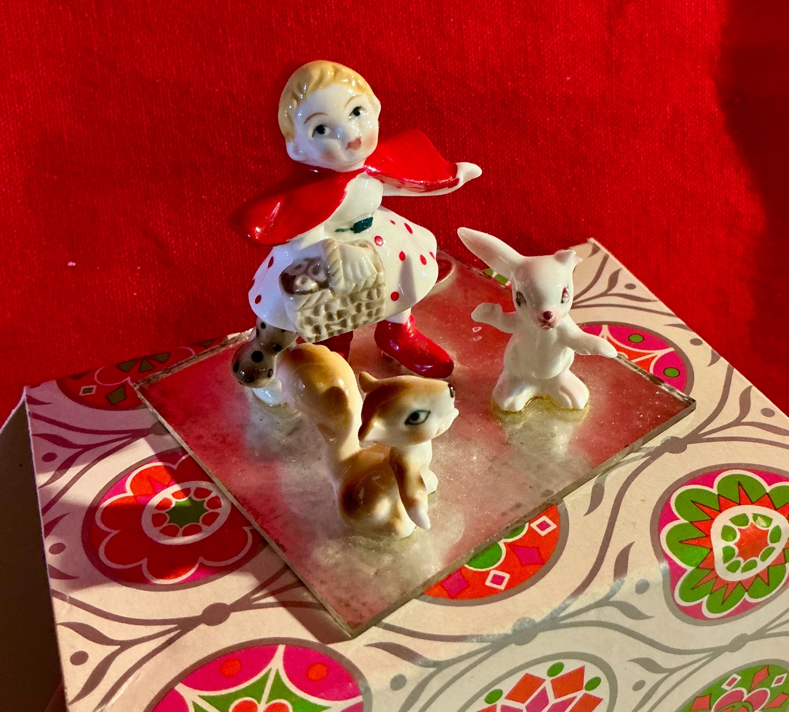 Vintage bone china made in japan little red riding hood figures