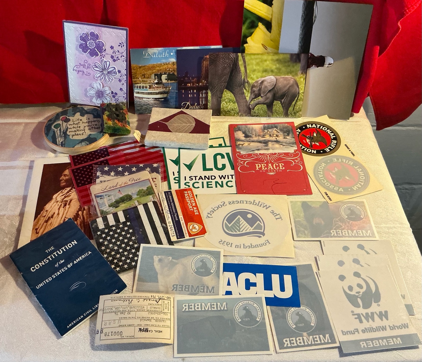 Group of misc. post cards, national wildlife federation stickers and other ephemeral