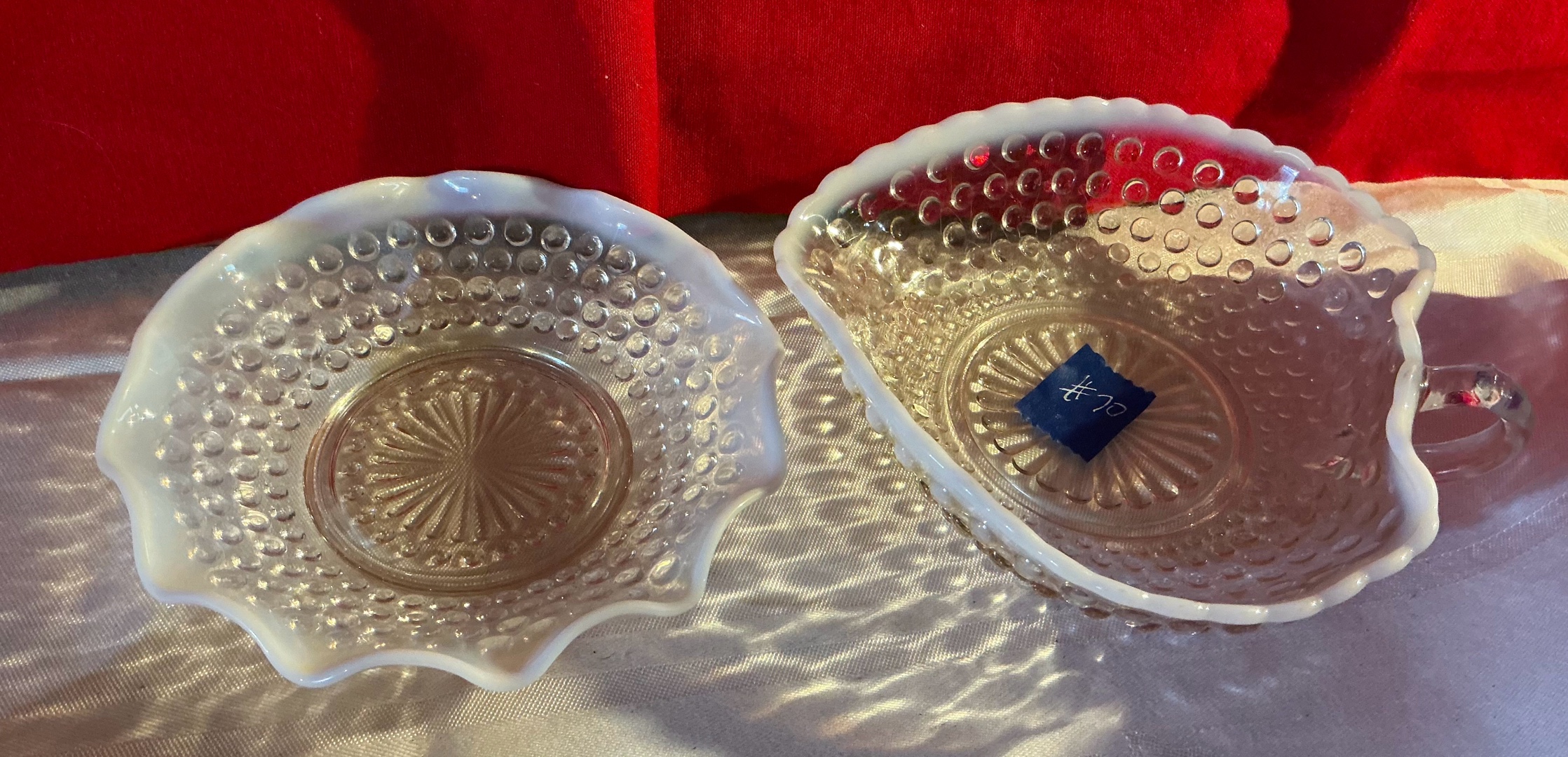 Fenton silvercrest hobnail heart candy dish and small bowl