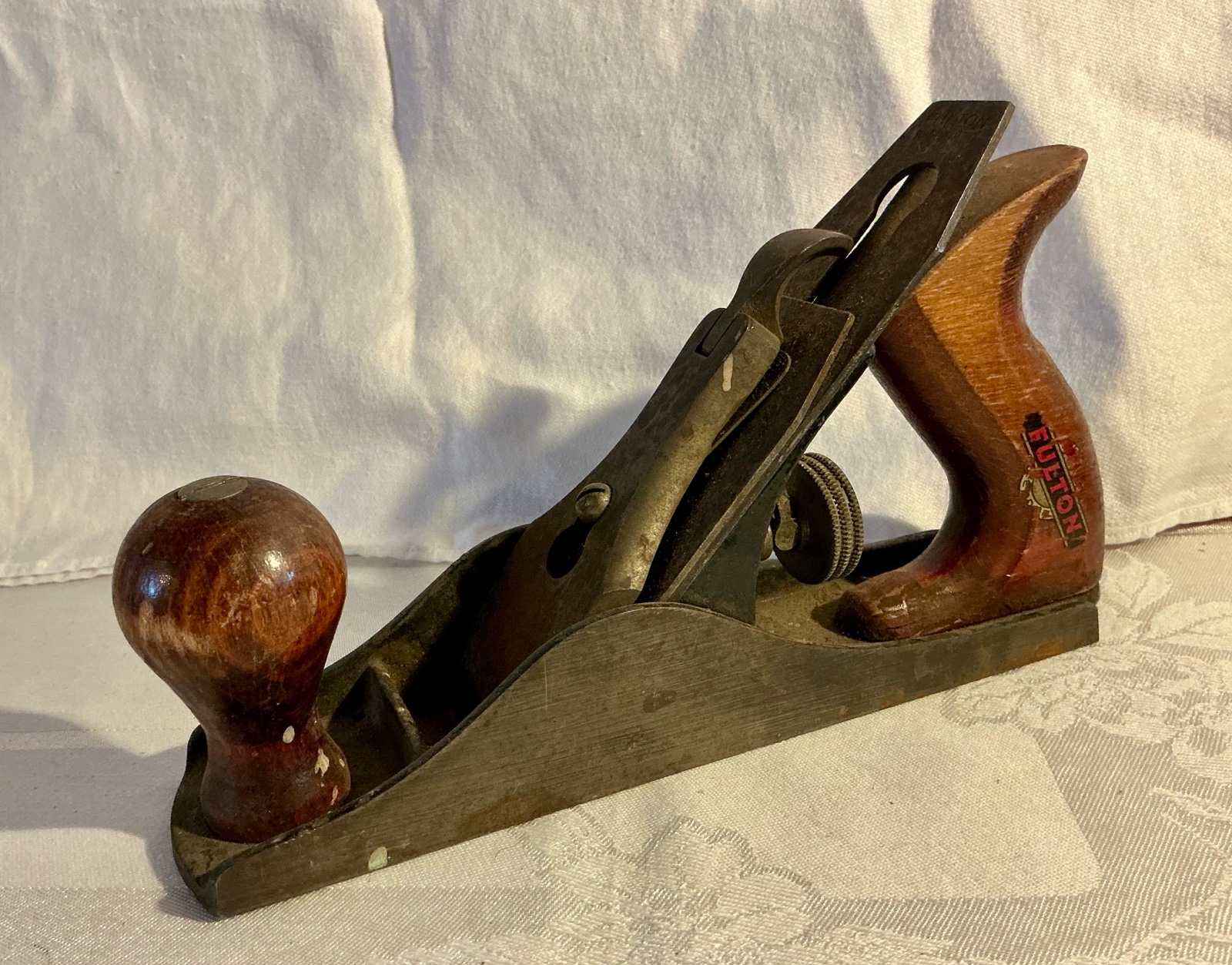 Vintage Fulton wood plane marked made in U.S.A primitive tool