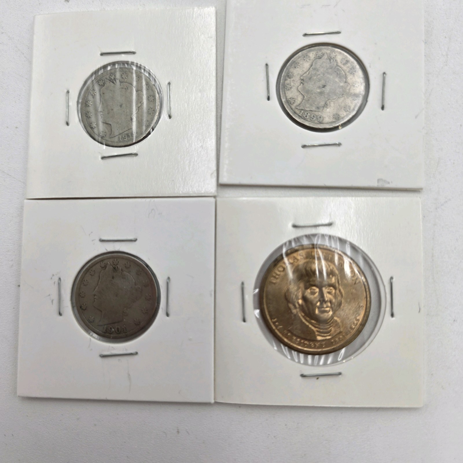 1899, 1904 & 1912 Liberty V Nickels With Thomas Jefferson Presidential Dolla