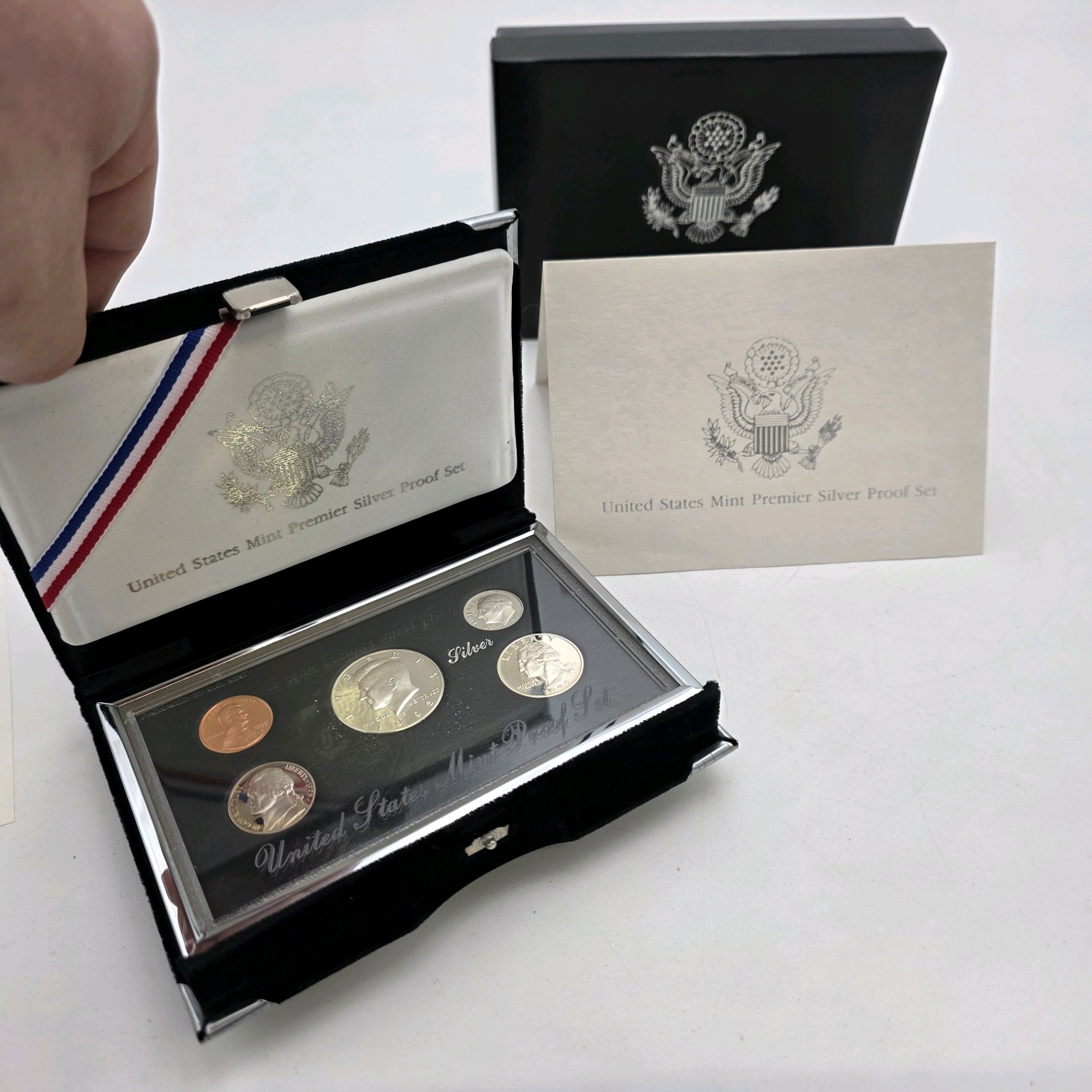 1995 U.S. Mint Premier Silver Proof Set w COA  90% Silver Dime, Quarter & Half Dollar  .61487 Troy Oz Silver
