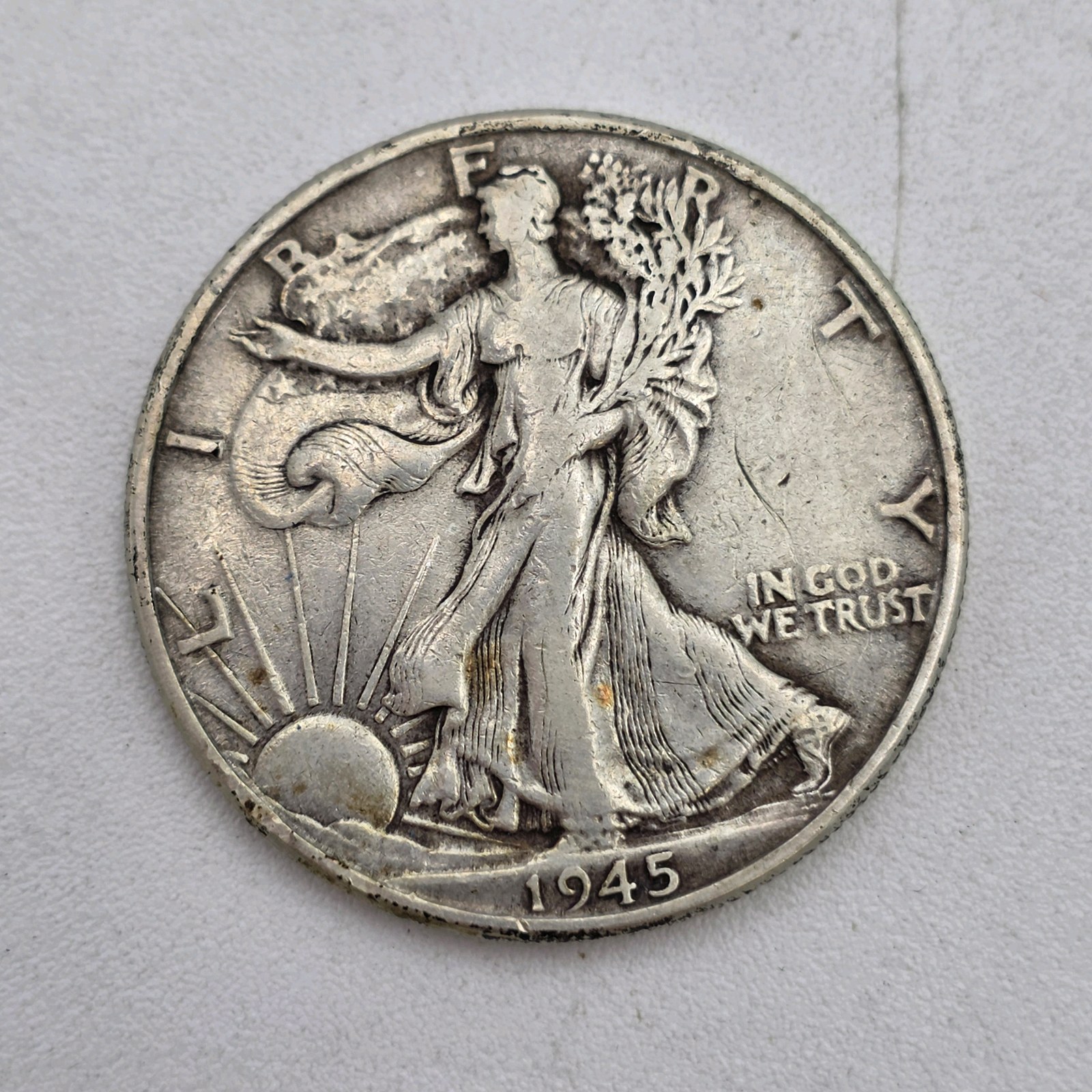1945 Walking Liberty Half Dollar  90% Silver  .36169 Troy Oz Silver  WWII Era U.S. Coin