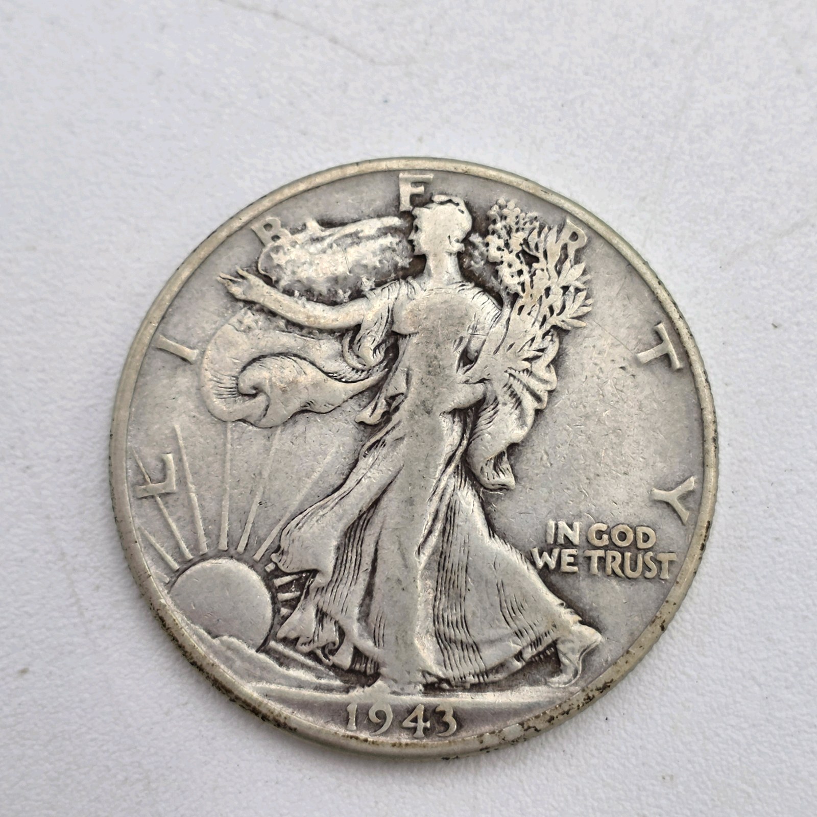 1943 Walking Liberty Half Dollar  90% Silver  .36169 Troy Oz Silver  WWII Era U.S. Coin