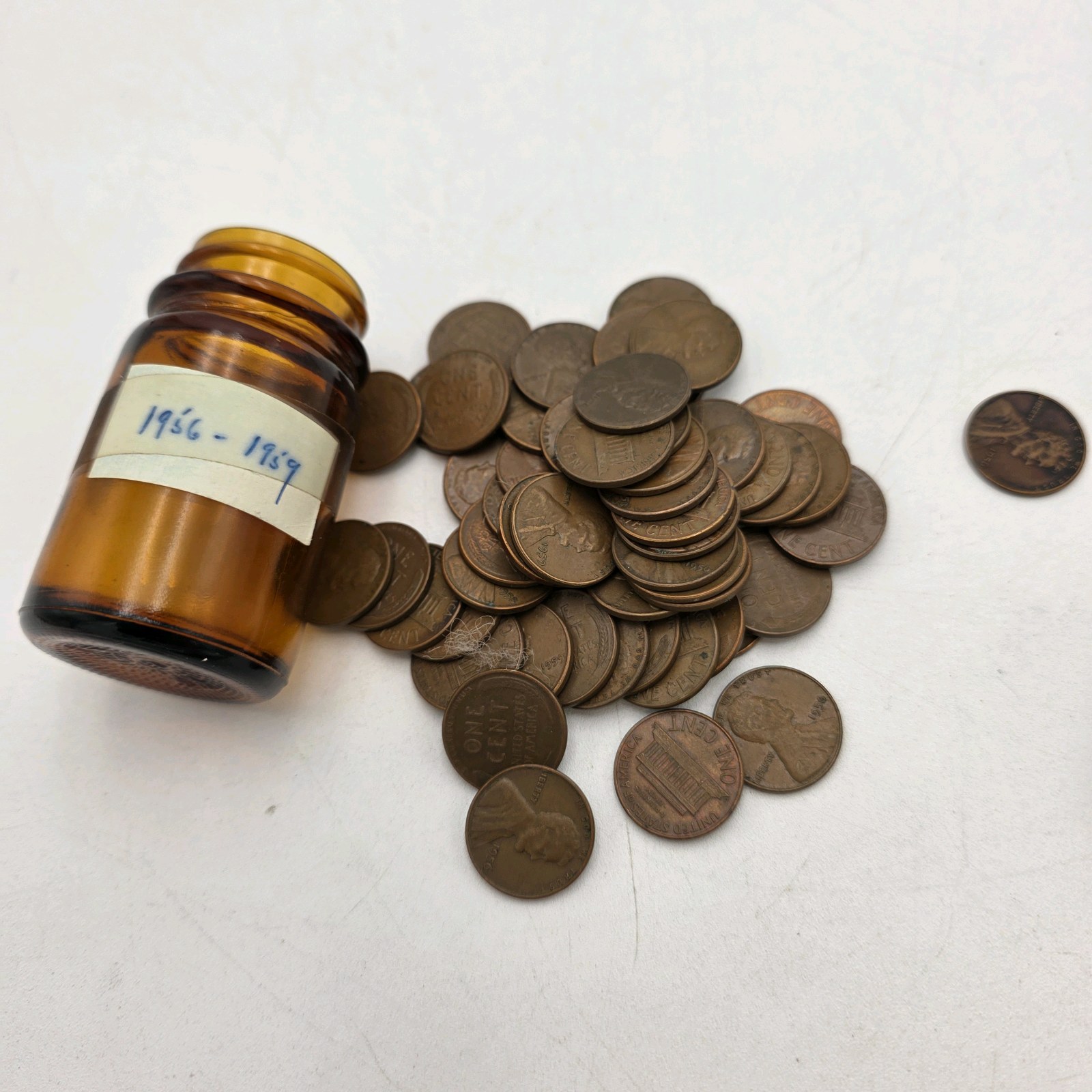 1956-1959 Lincoln Wheat Penny Jar Lot  Vintage U.S. Cent Collection  No Silver Content
