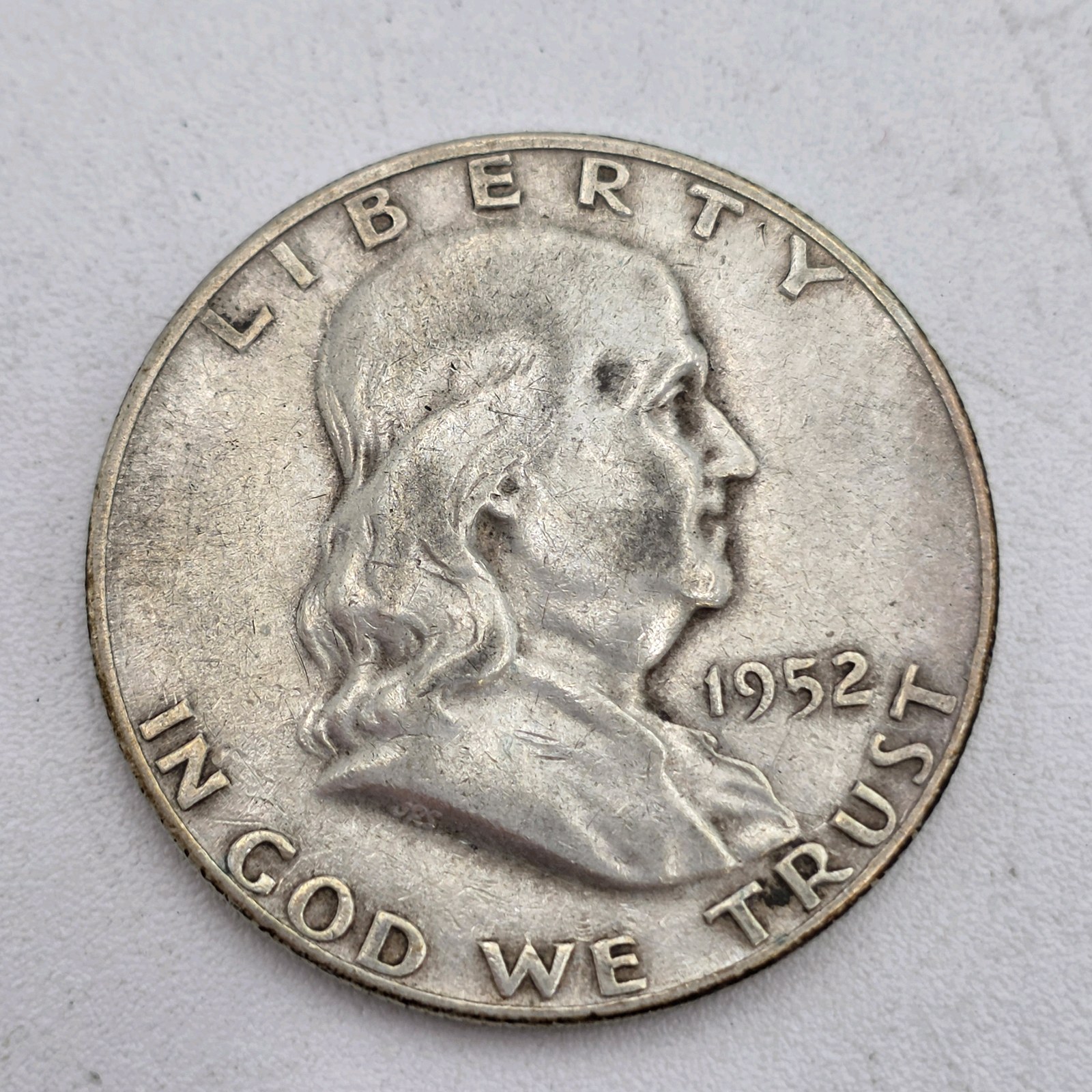 1952-D Franklin Half Dollar  90% Silver  .36169 Troy Oz Silver  Denver Mint U.S. Coin