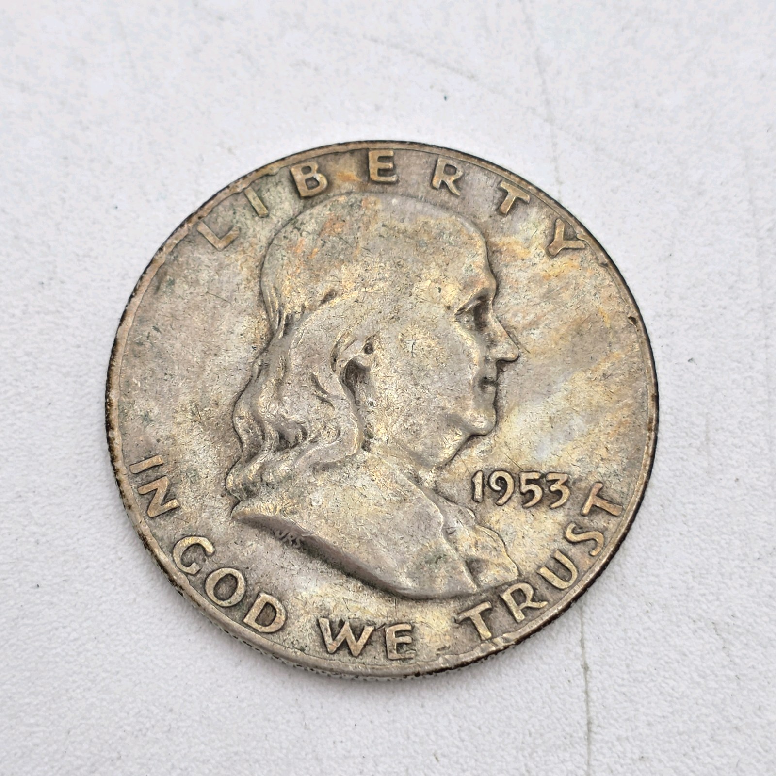 1953-D Franklin Half Dollar  90% Silver  .36169 Troy Oz Silver  Denver Mint U.S. Coin