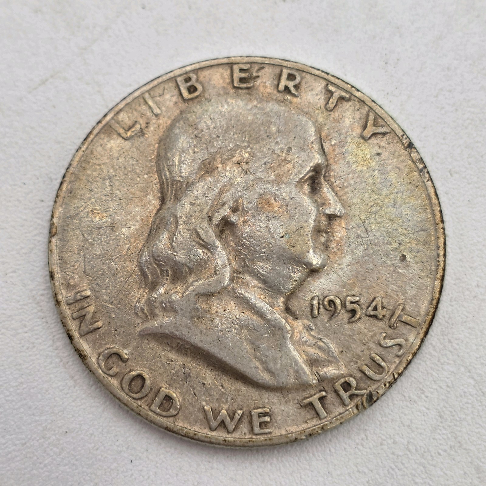 1954-D Franklin Half Dollar  90% Silver  .36169 Troy Oz Silver  Denver Mint U.S. Coin