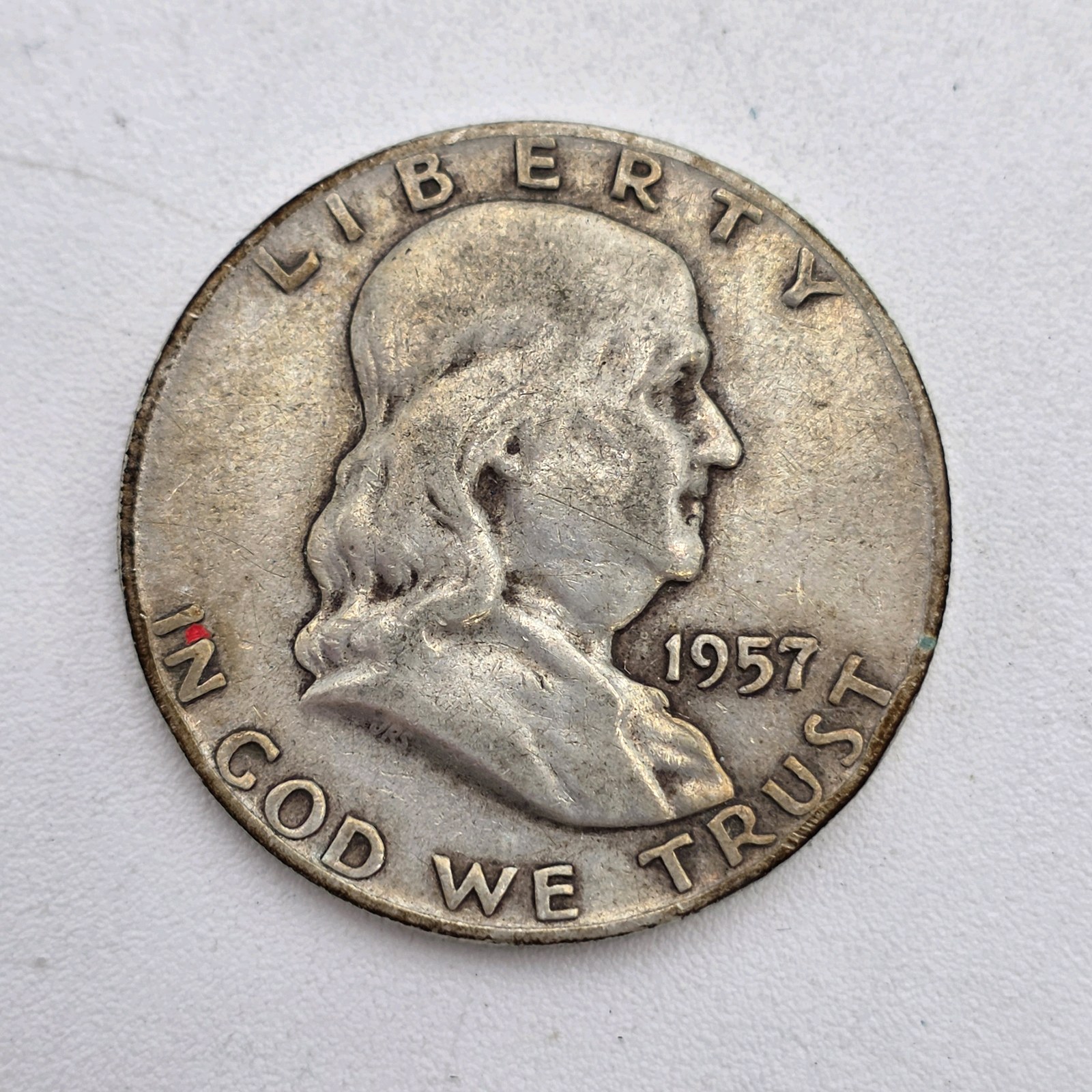 1957-D Franklin Half Dollar  90% Silver  .36169 Troy Oz Silver  Denver Mint U.S. Coin