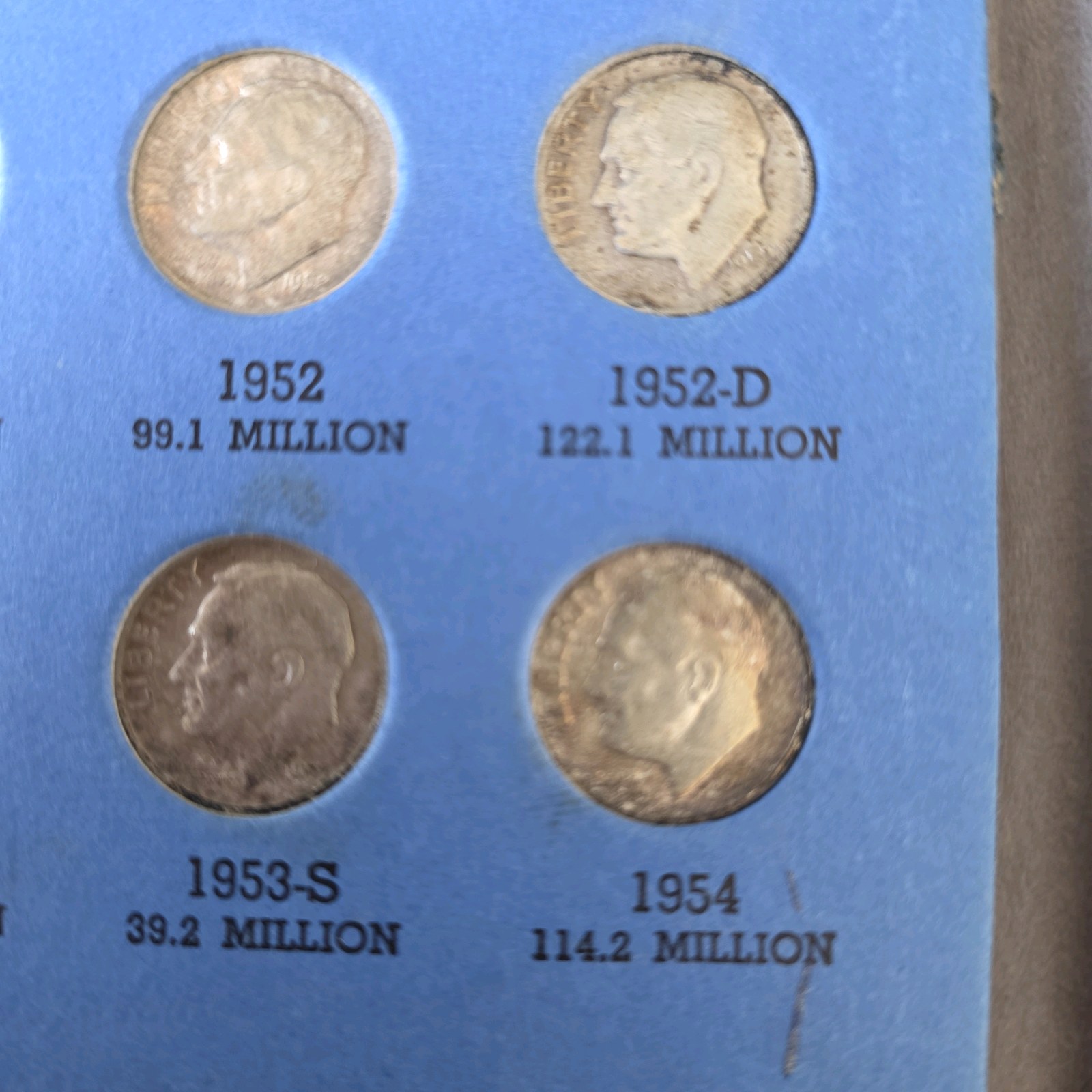 4 Silver Roosevelt Dimes  1952, 1952-D, 1953-S & 1954  90% Silver Coin Lot