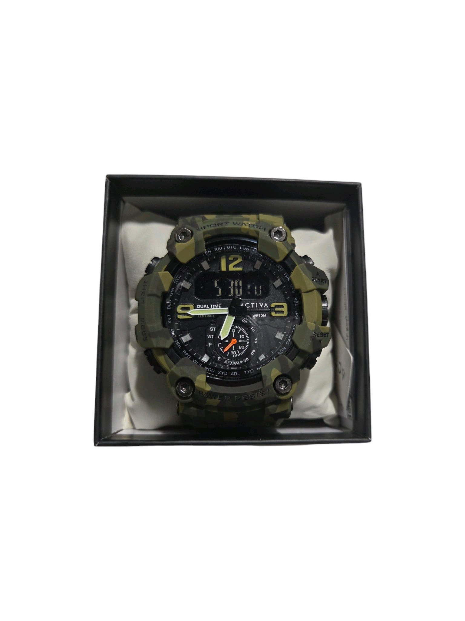 Activa ACW1637-004 Camo Dual Time DigitalAnalog Watch  New In Box With Papers
