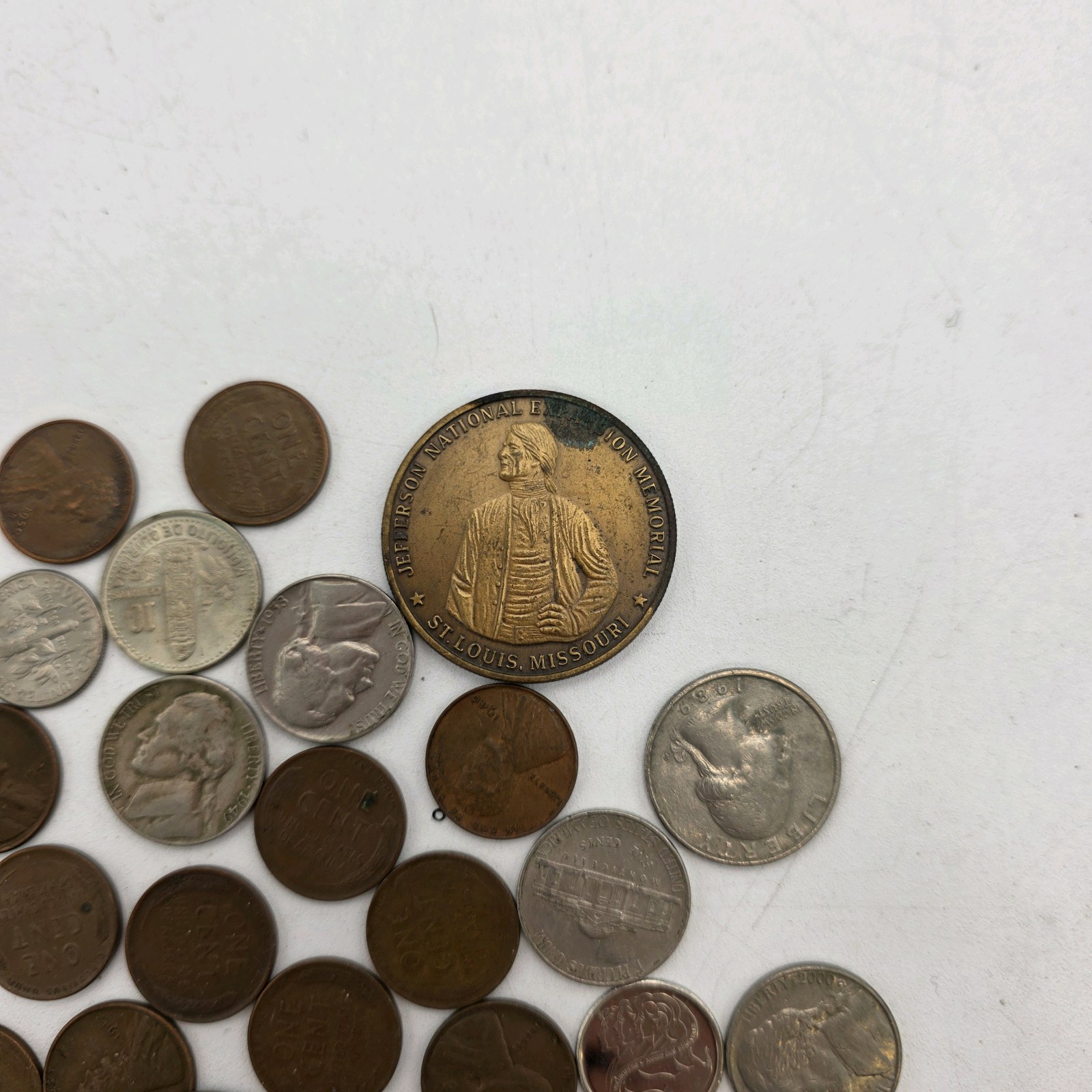 Mixed U.S. Coin & Token Lot  Wheat Pennies, Nickels, Dimes, Tokens & Older Circulated Coins