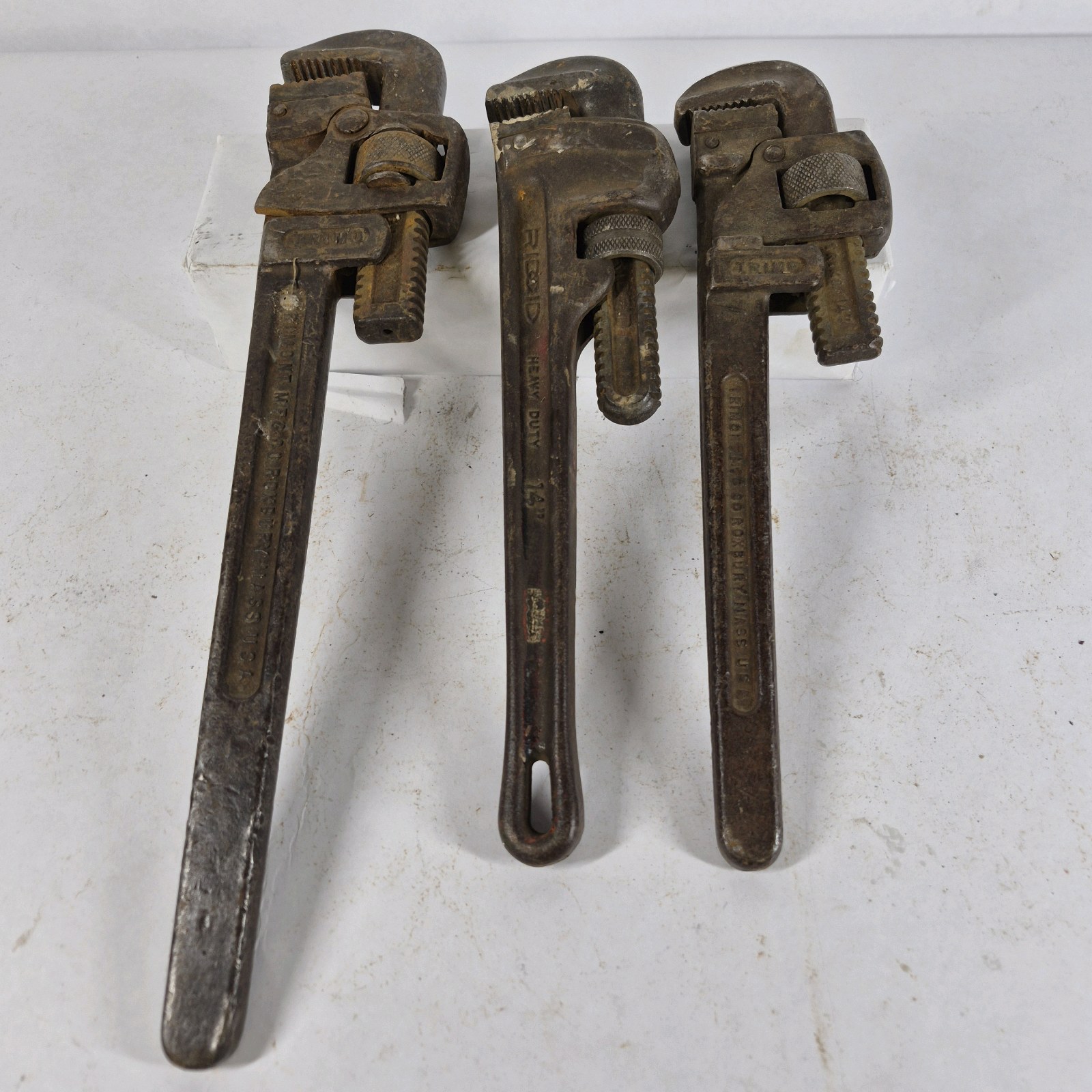 Lot of 3 Vintage Ridgid and Stillson Pipe Wrenches