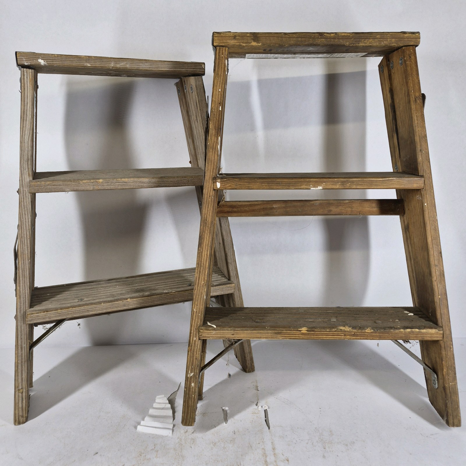 Lot of 2 Wooden Folding Step Ladders