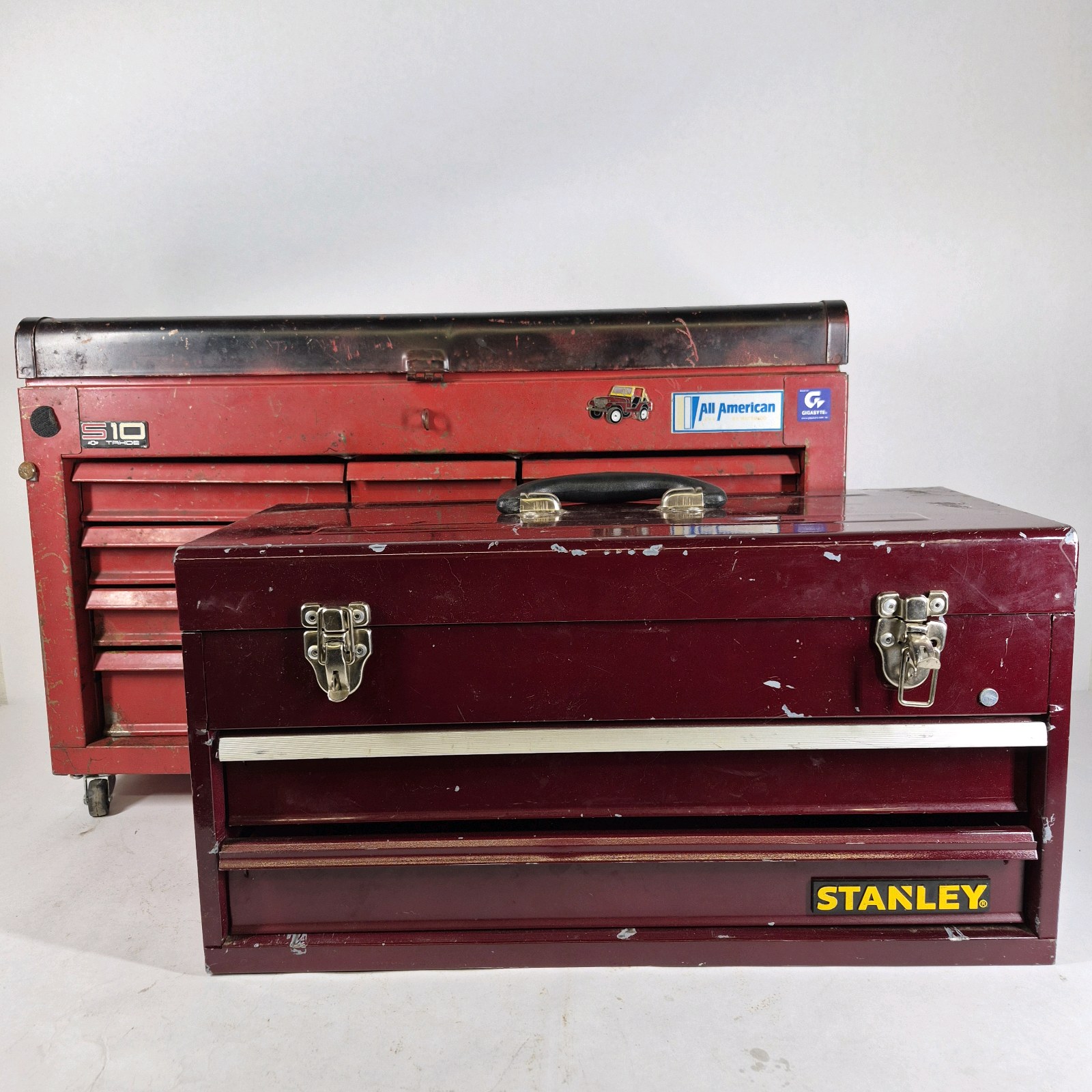 Lot of 2 Metal Tool Boxes with Assorted Hand Tools