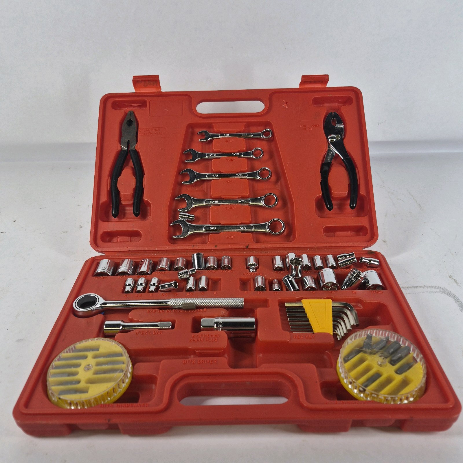 Mechanics Socket and Tool Set in Red Carry Case