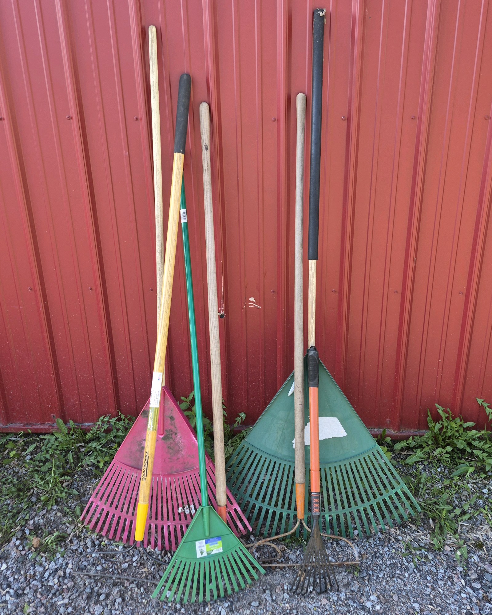 Lot of Assorted Leaf Rakes and Garden Rakes