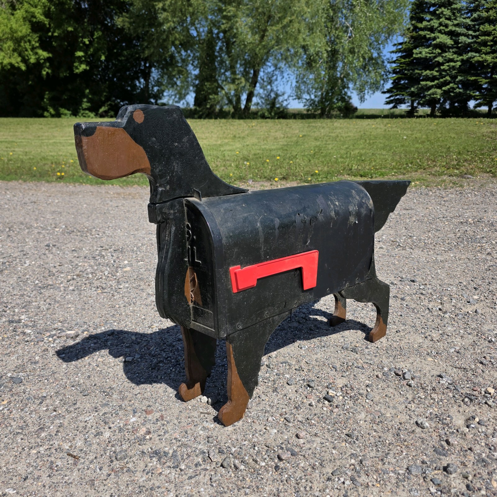Dog Shaped Mailbox with Red Flag