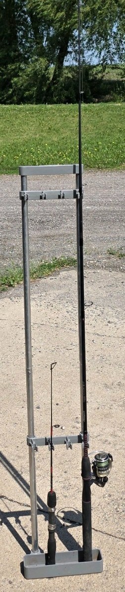 Lot of 2 Fishing Rods with Spinning Reels and Rod Holder