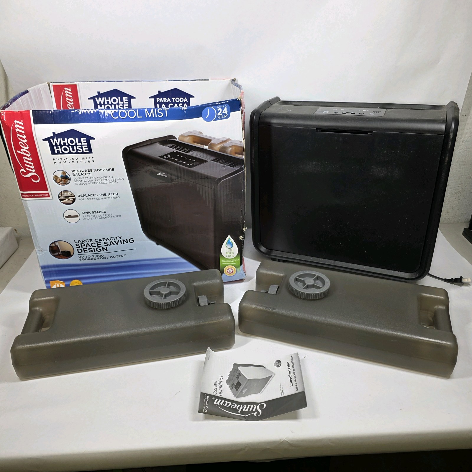 Sunbeam Whole House Cool Mist Humidifier with Box and Water Tanks