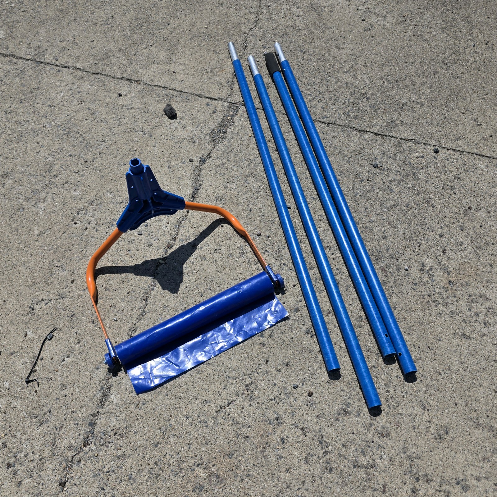 Blue Roof Rake with Extension Poles