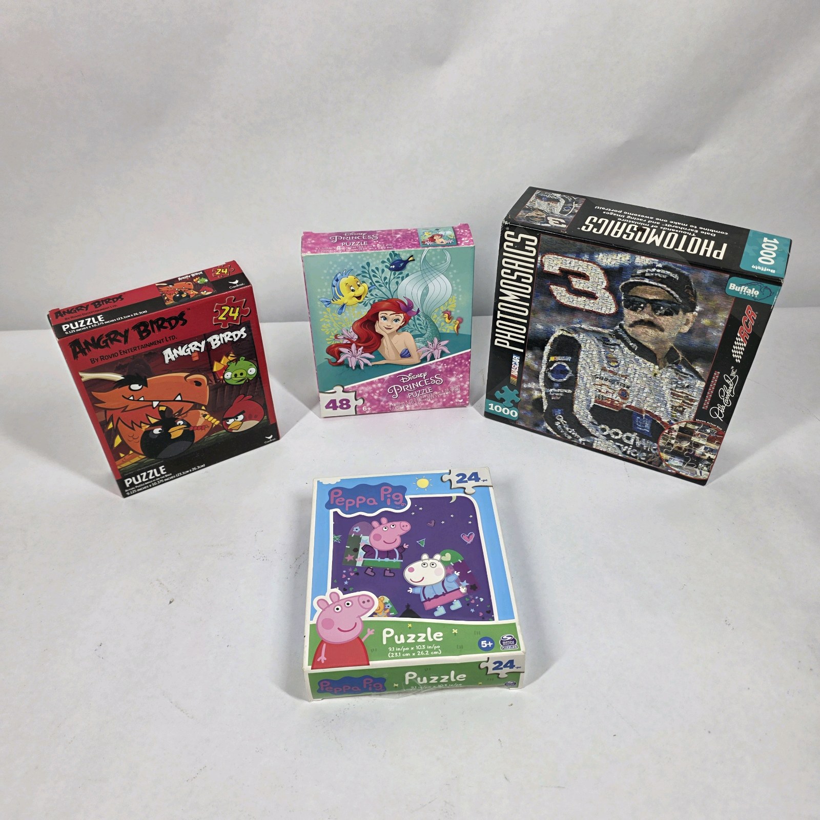 Lot of 4 Character Jigsaw Puzzles Angry Birds Disney Princess Peppa Pig Dale Earnhardt