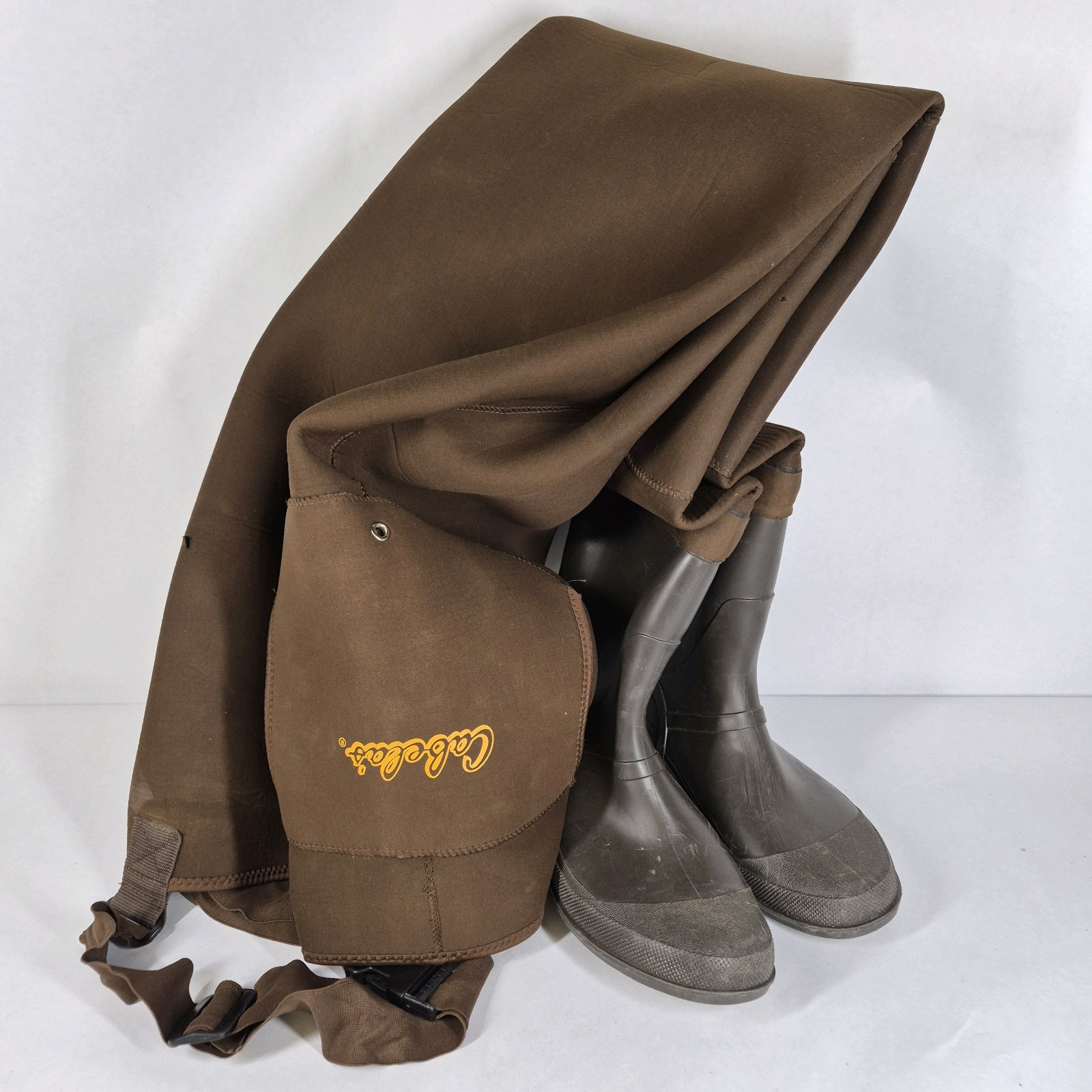 Cabelas Brown Chest Waders with Rubber Boots