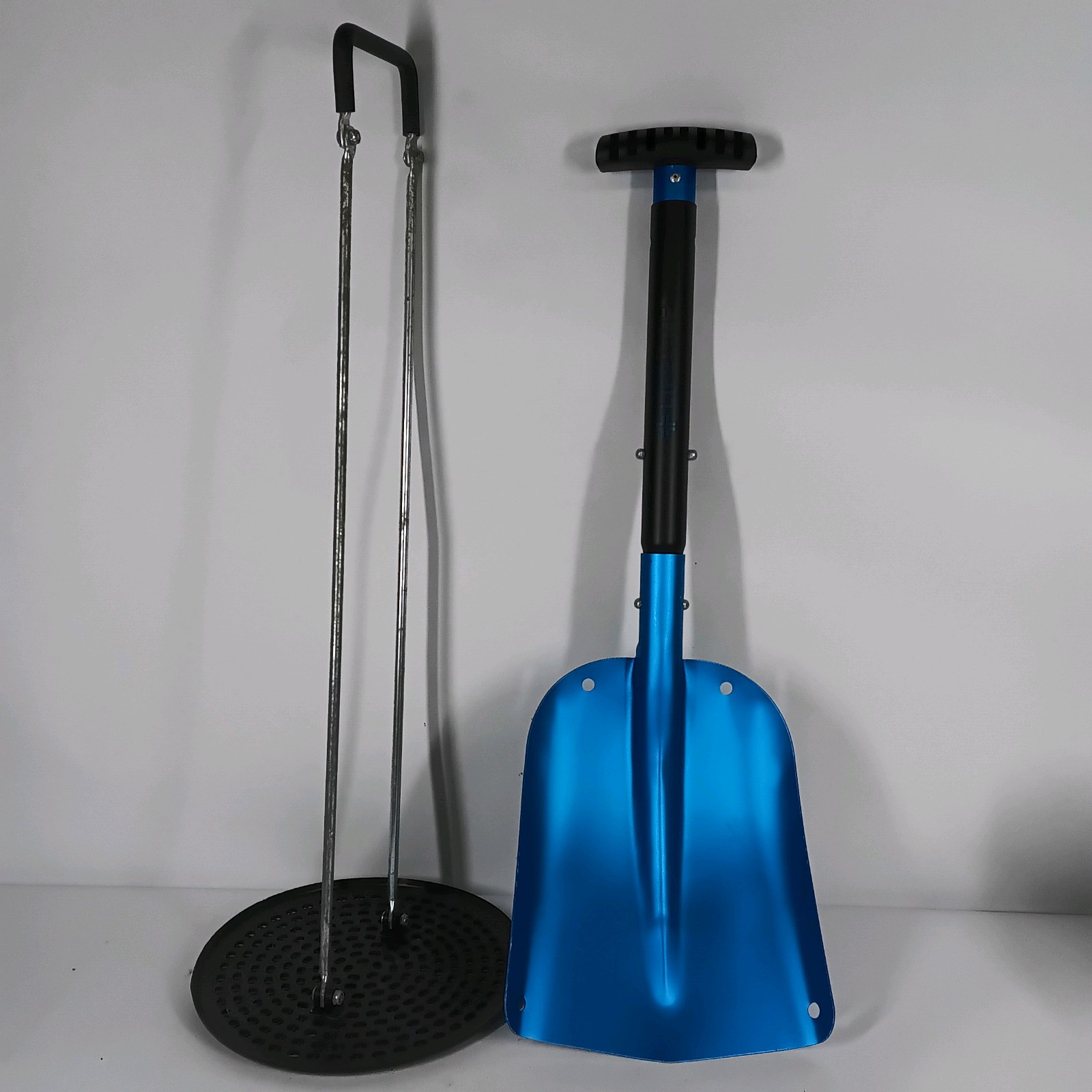 Blue Metal Snow Shovel and Ice Fishing Skimmer