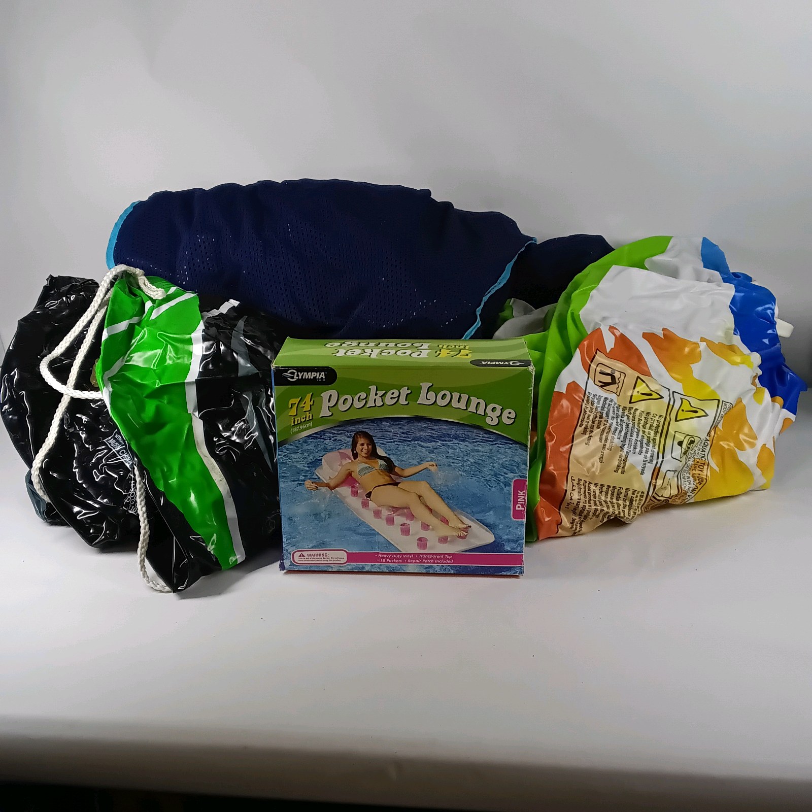 Lot of Inflatable Pool Floats and Aqua Mesh Pool Lounge