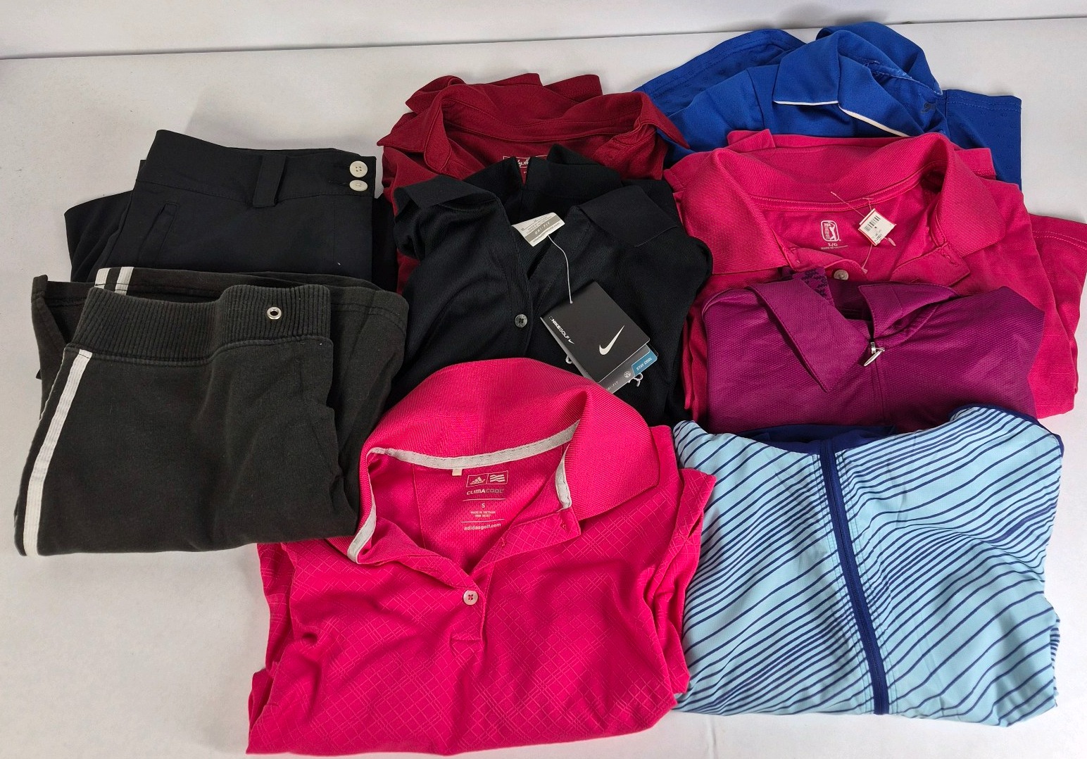 Lot of Womens Golf Shirts, Pullovers, Pants, and Skort