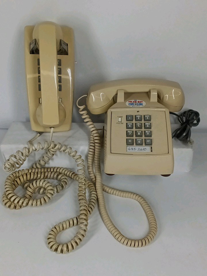 2 Beige Push Button Telephones
