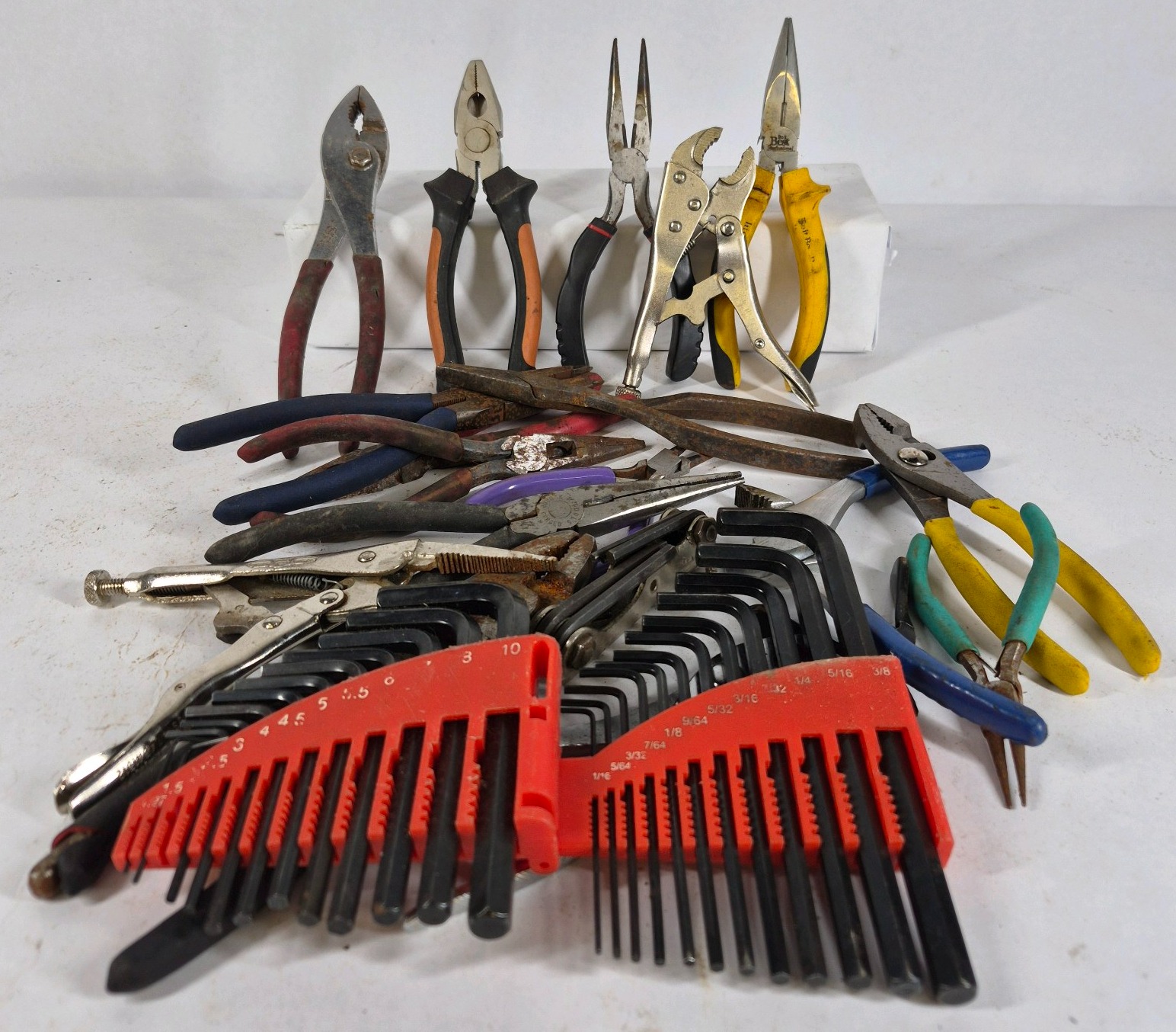 Lot of Assorted Pliers, Locking Pliers, and Hex Key Sets