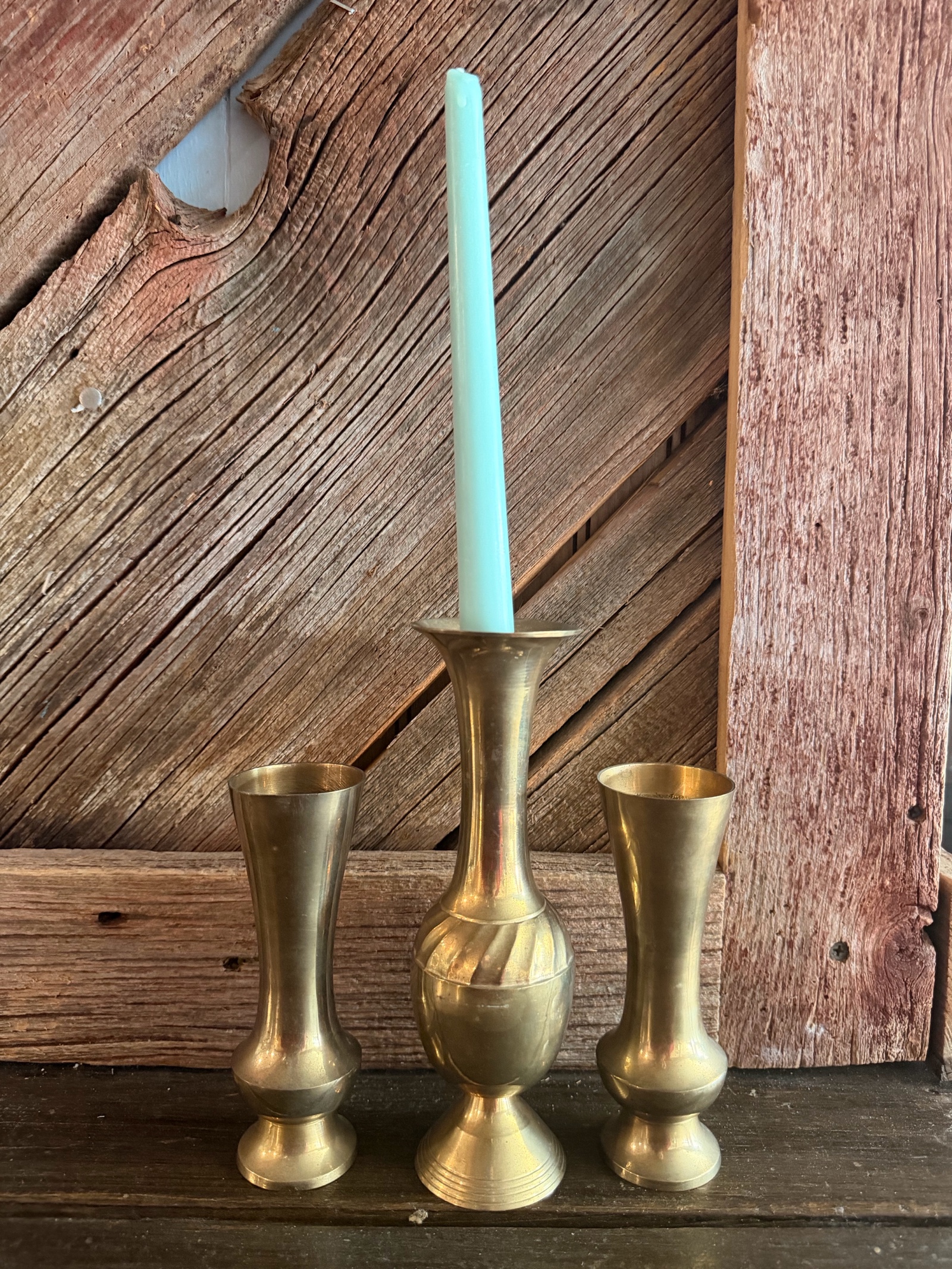 vintage brass bud vasesCandle Holder.