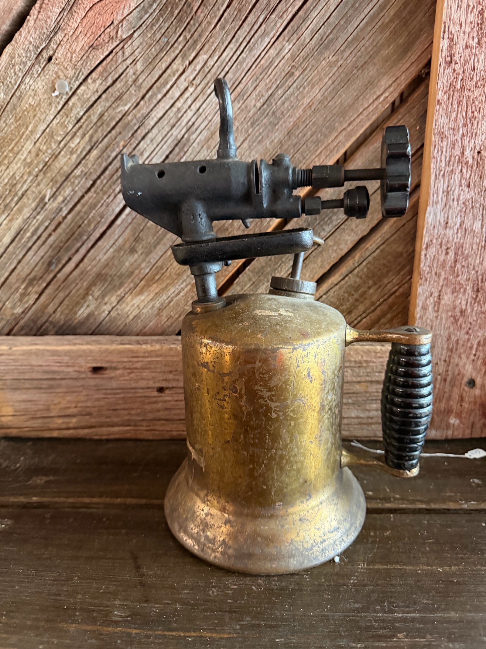 Vintage Brass Handheld Blow Torch  Gas Pressure Torch  Antique Industrial Tool Decor