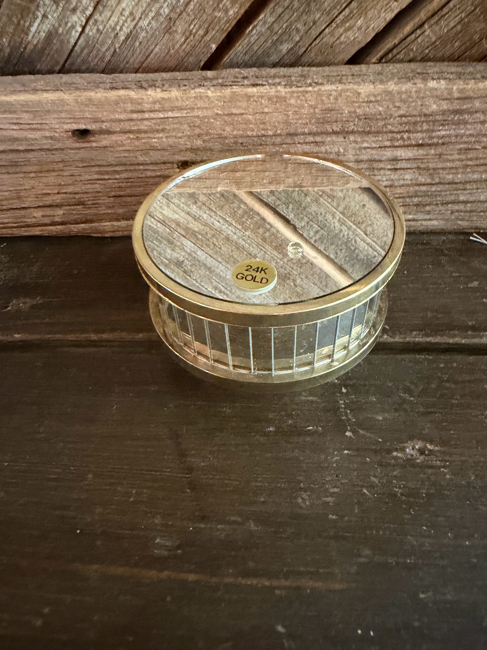 Vintage Mirrored Wind-Up Music Box w 24K Gold Sticker