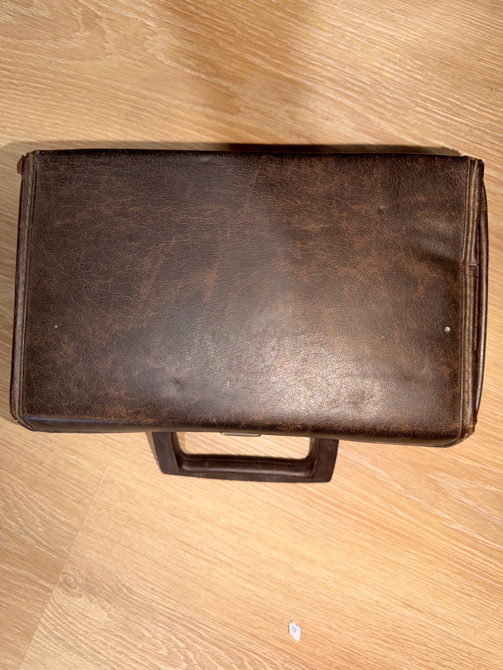 Vintage Brown Faux Leather Storage Case  Craft & Tool Organizer W Bottle