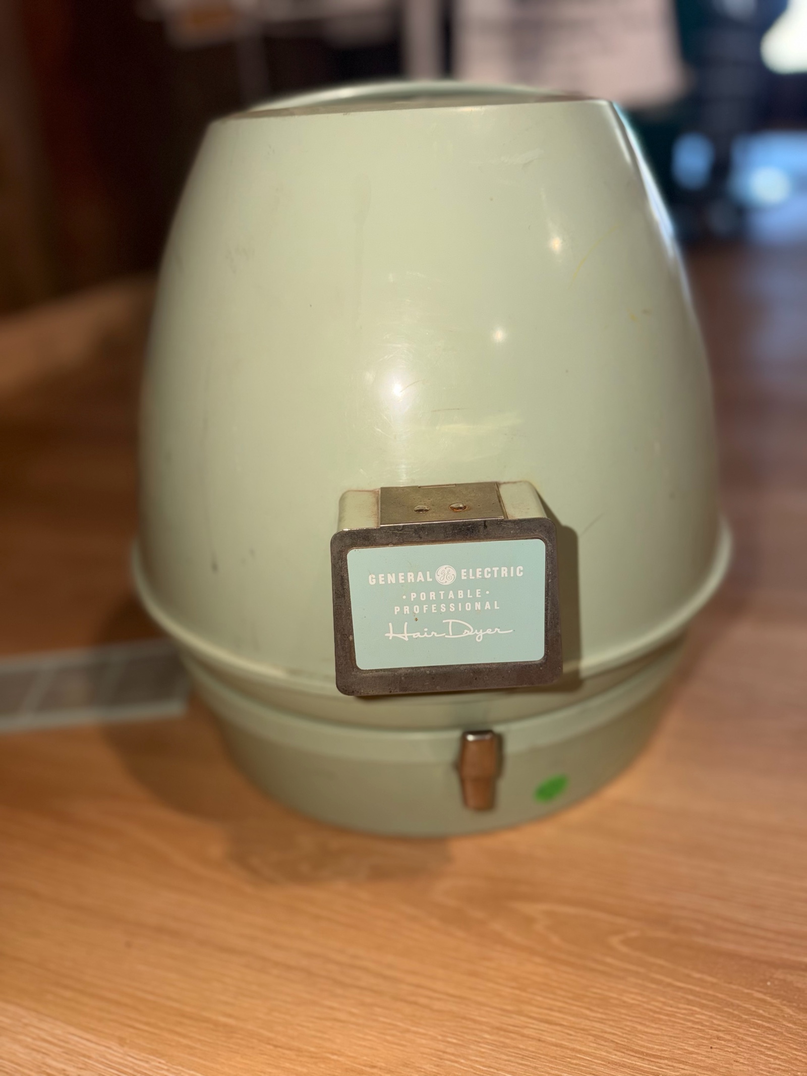 General Electric portable professional bonnet hair dryer, likely from the 1960s or 1970s