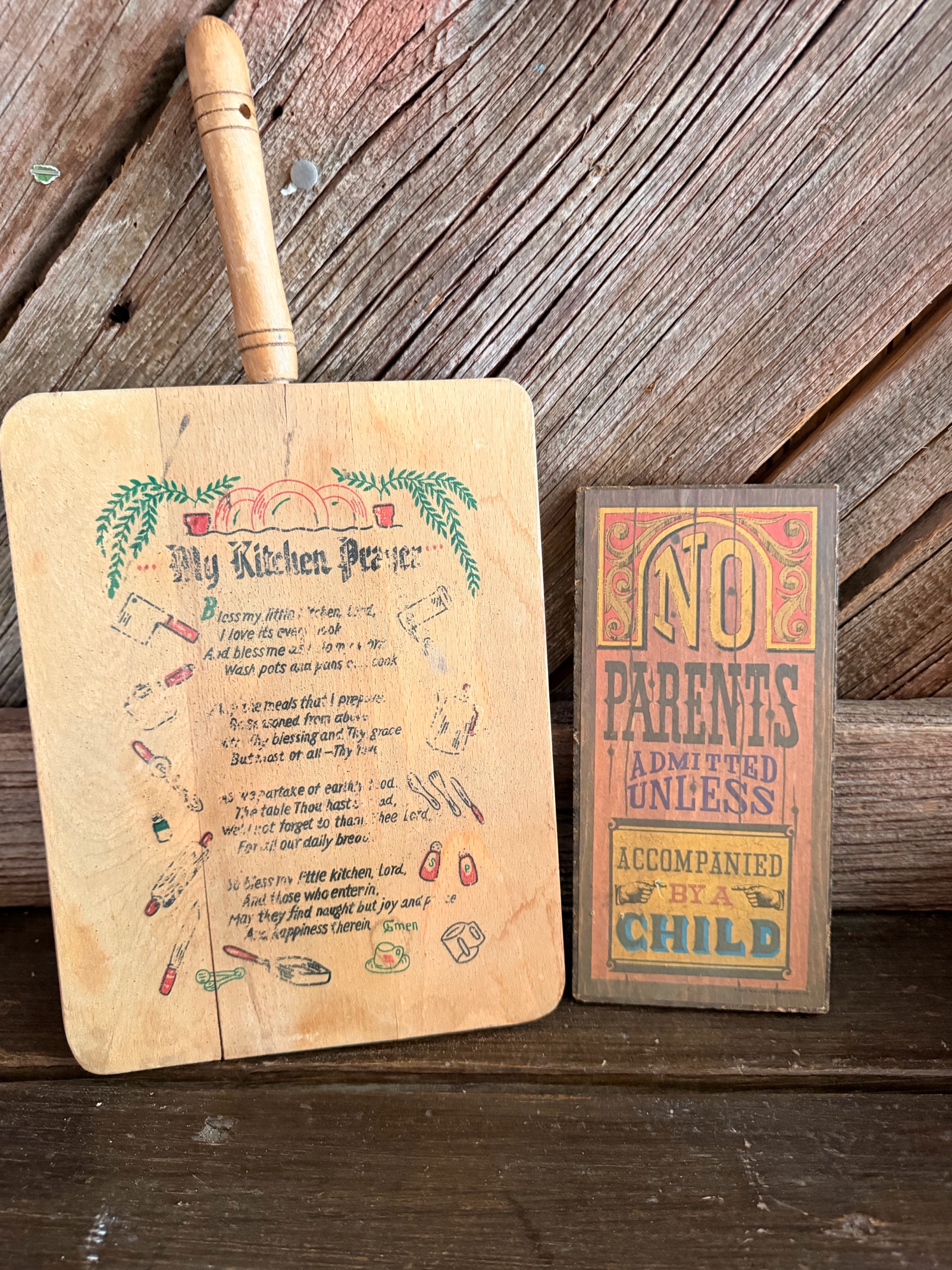 Country Kitchen Decor Lot  My Kitchen Prayer & No Parents Admitted Signs.