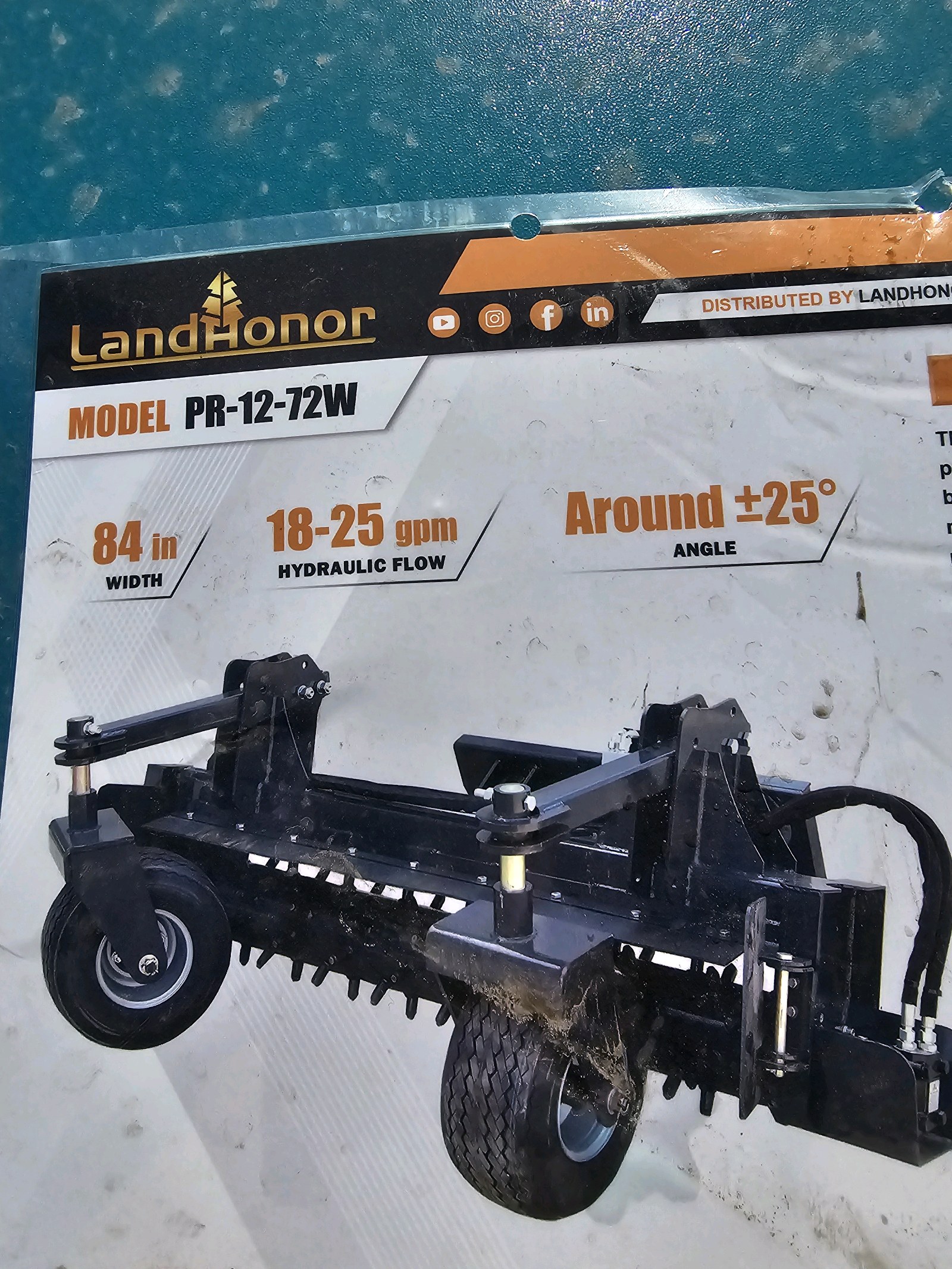 Unused 2026 LandHonor Power Rake PR-12-72W